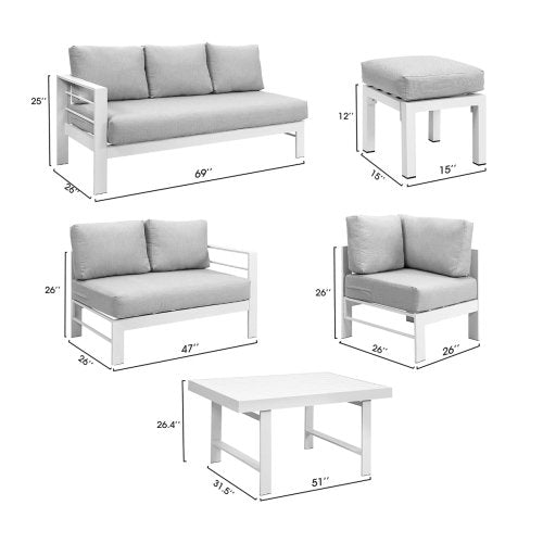 6-Pieces Outdoor Sofa Set