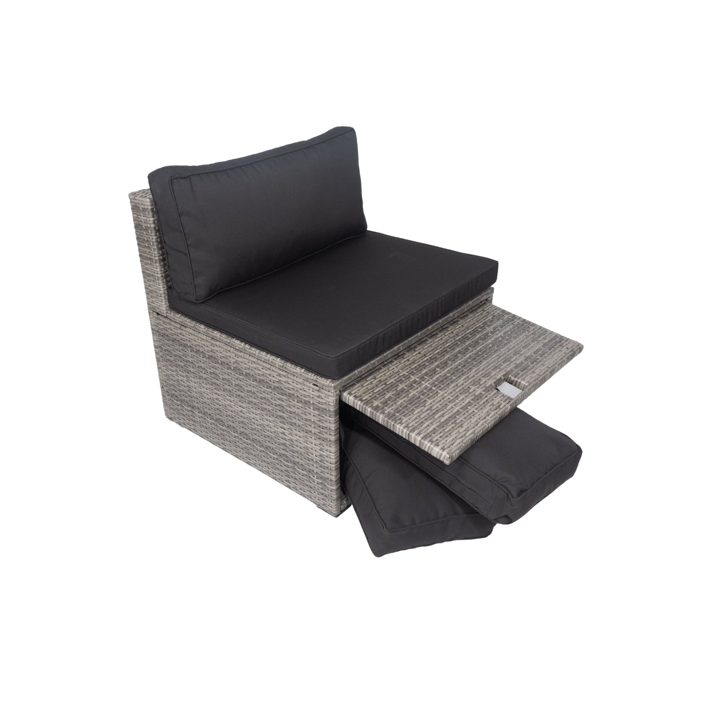 6 Pieces PE Rattan Outdoor Sectional Set with 3 Storage Under Seat and Cushion