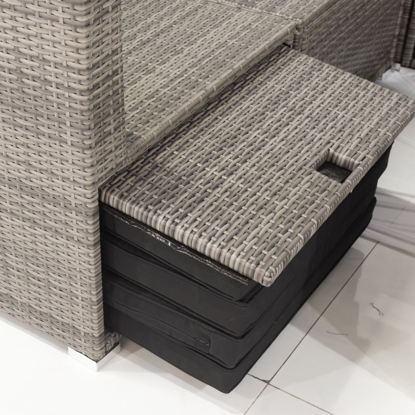 6 Pieces PE Rattan Outdoor Sectional Set with 3 Storage Under Seat and Cushion