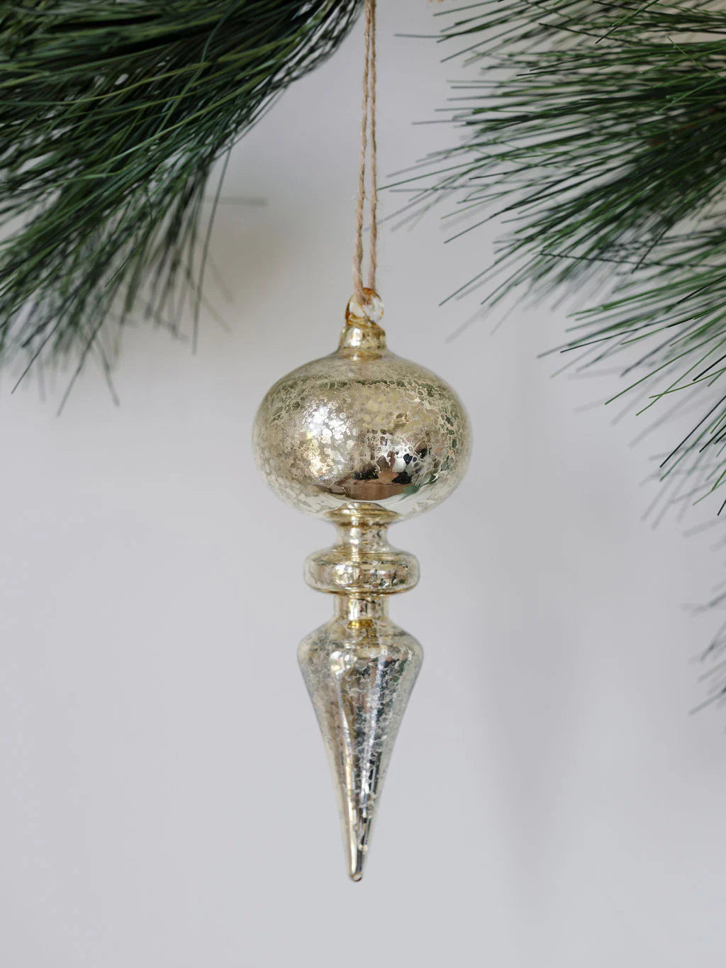 Mixed Metals Neutral Palette Glass Finial Ornament, Set Of 4