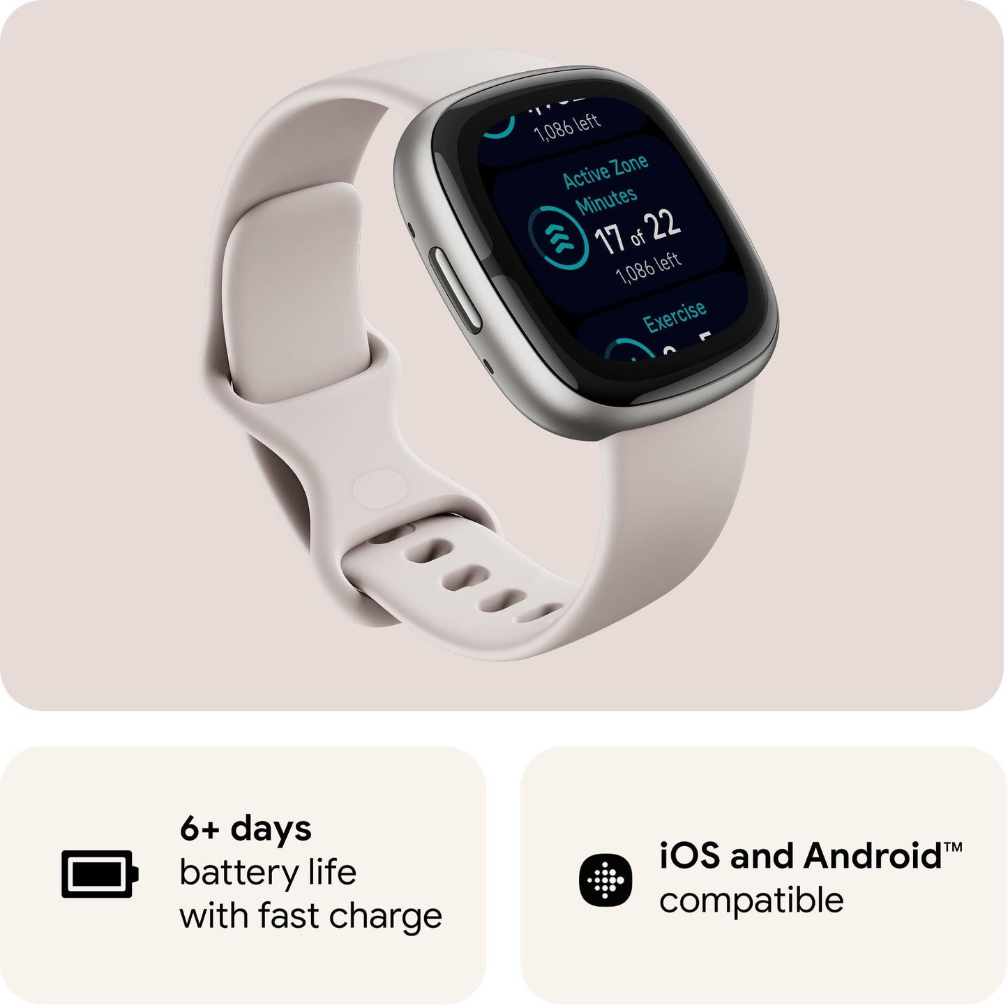 Fitbit Sense 2 (Lunar White/Platinum Aluminium) [2022]
