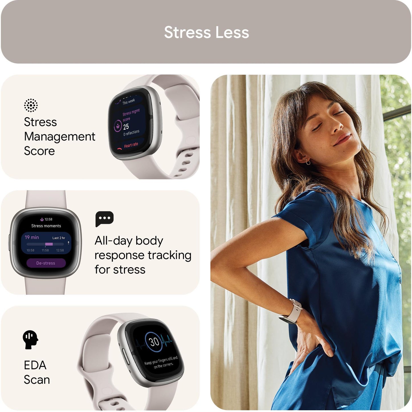 Fitbit Sense 2 (Lunar White/Platinum Aluminium) [2022]