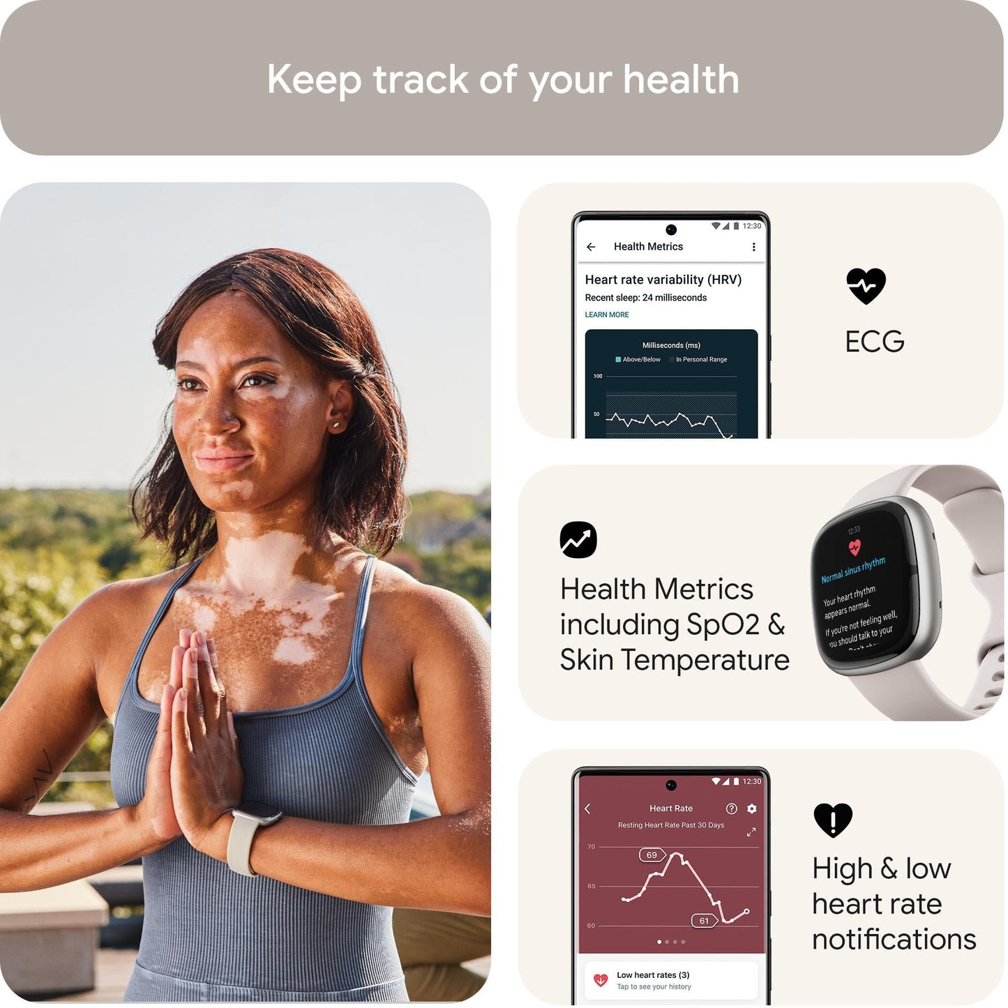 Fitbit Sense 2 (Lunar White/Platinum Aluminium) [2022]