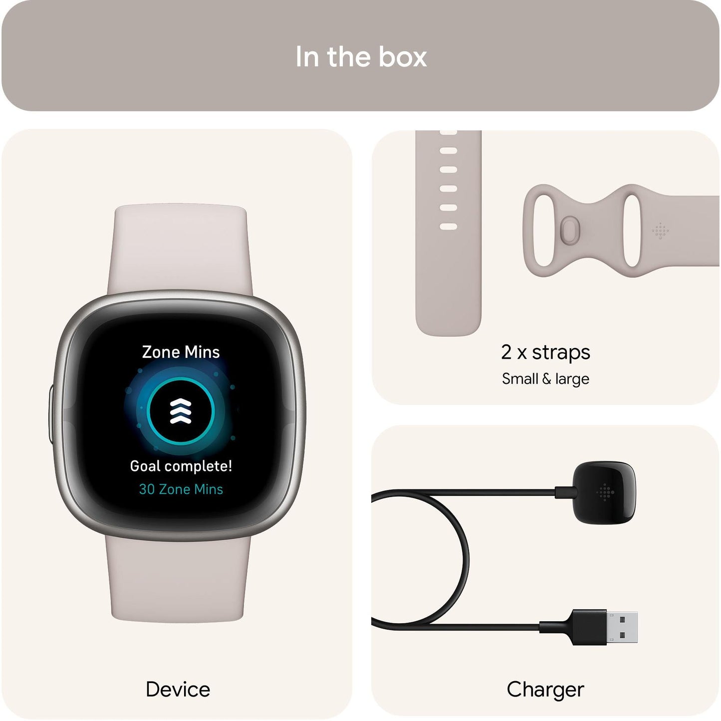 Fitbit Sense 2 (Lunar White/Platinum Aluminium) [2022]