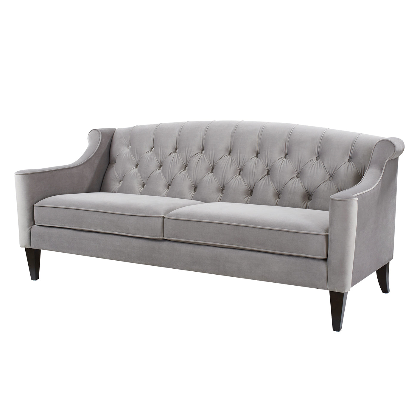 Button Tufted Upholstered Sofa with Sloped Arms