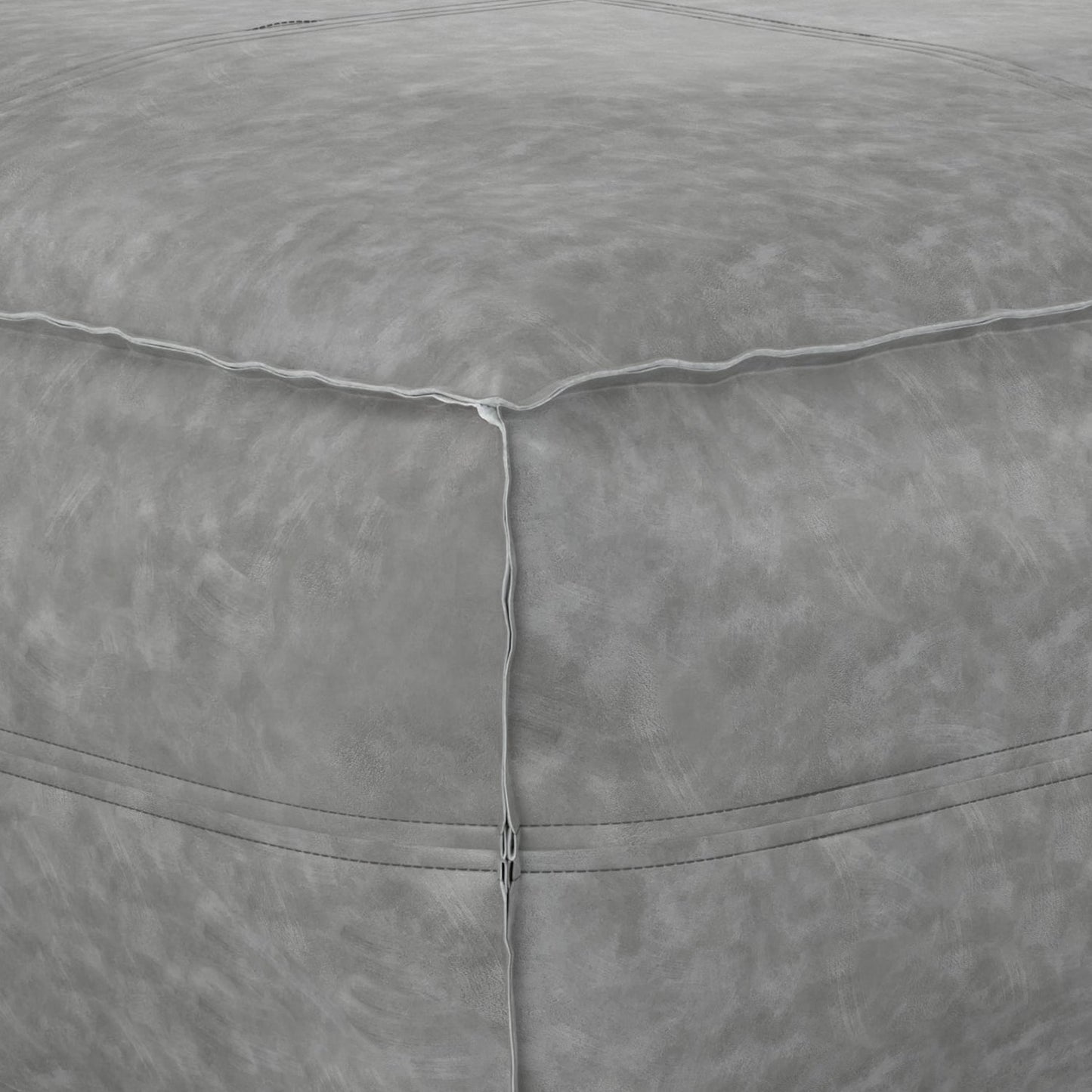 Ascendant Faux Leather Square Pouf with Top Stitching Detail