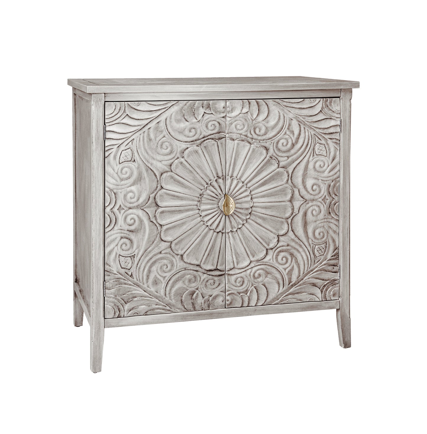 Accent Cabinet with 2 Doors and Gold Pattern Handle