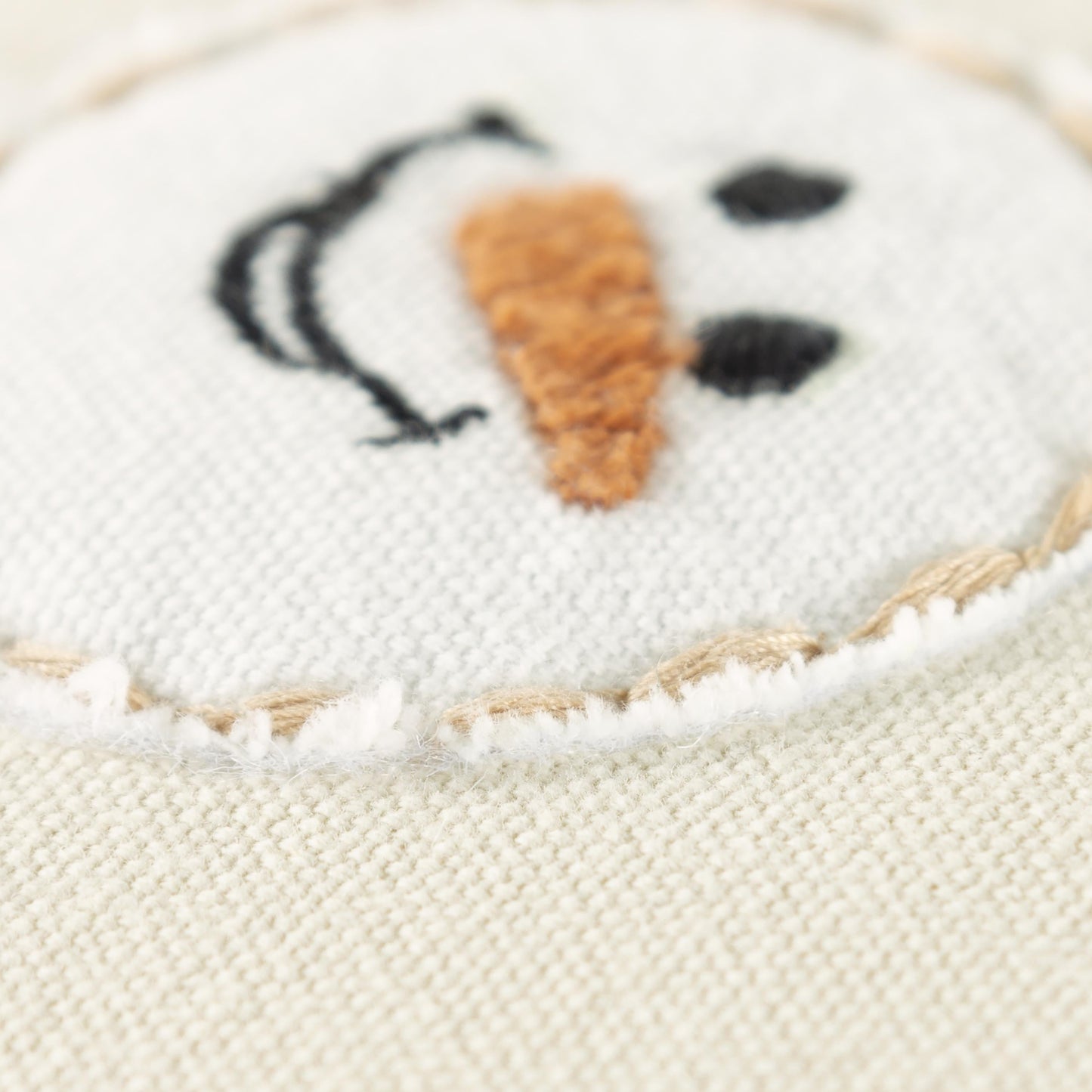 Snowmen Applique & Embroidered Cotton Decorative Throw Pillow