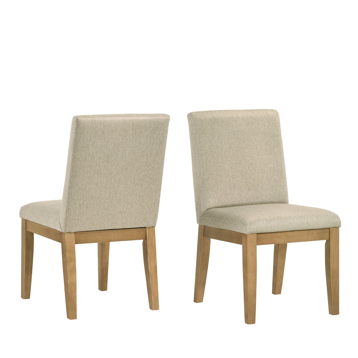 Upholstered Dining Chair with Solid Back and Wood Frame, Set of 2