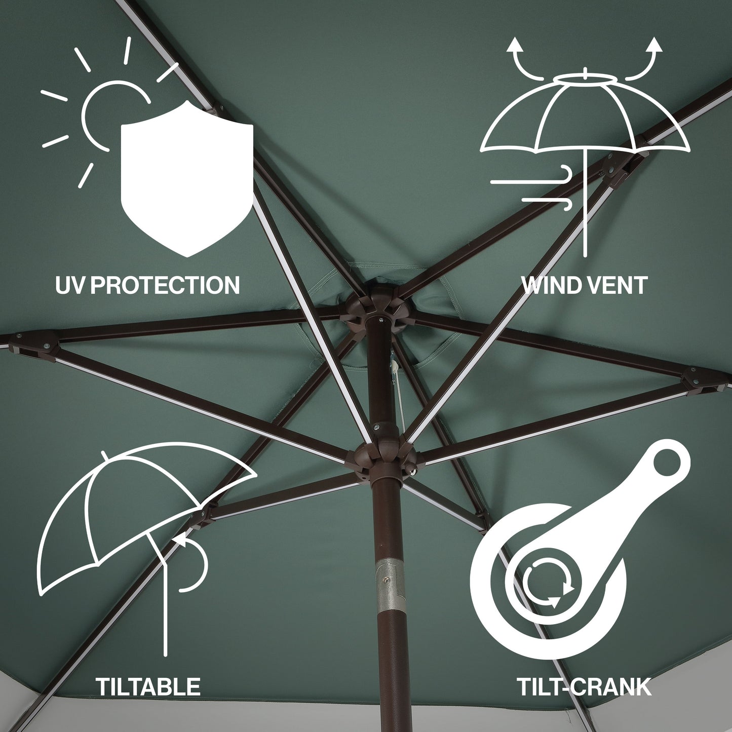 Spencer Classic Coastal 2-Tone Solar LED Market Patio Umbrella with 12 LED Strip Lights