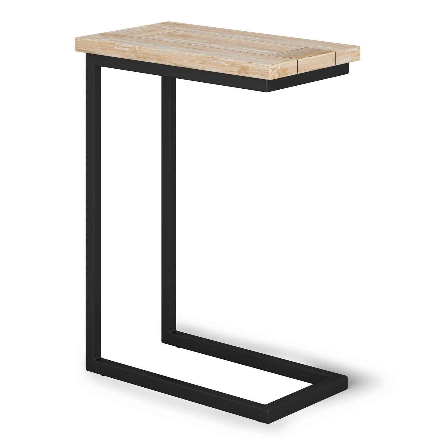 Haloed Side Table with C-Shaped Design and Metal Frame