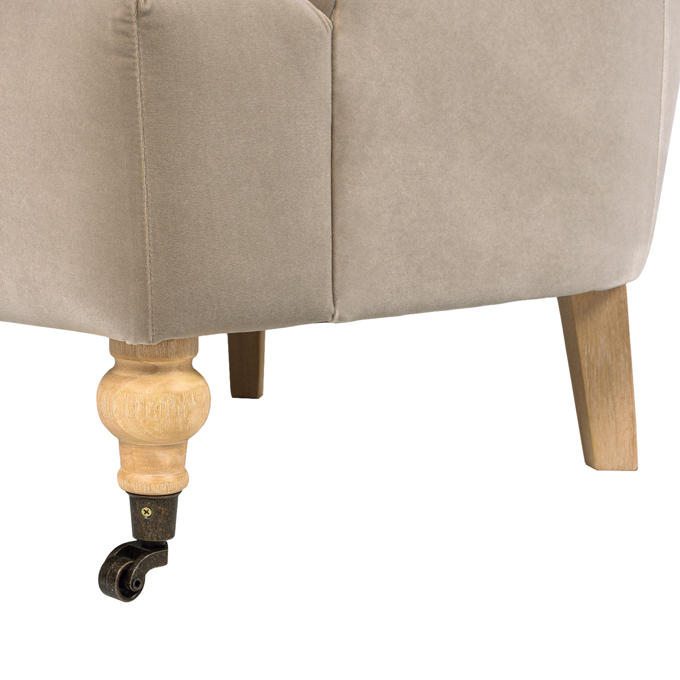 Boutique 30" Upholstered Accent Chair with Rolled Arms and Wood Turn Legs