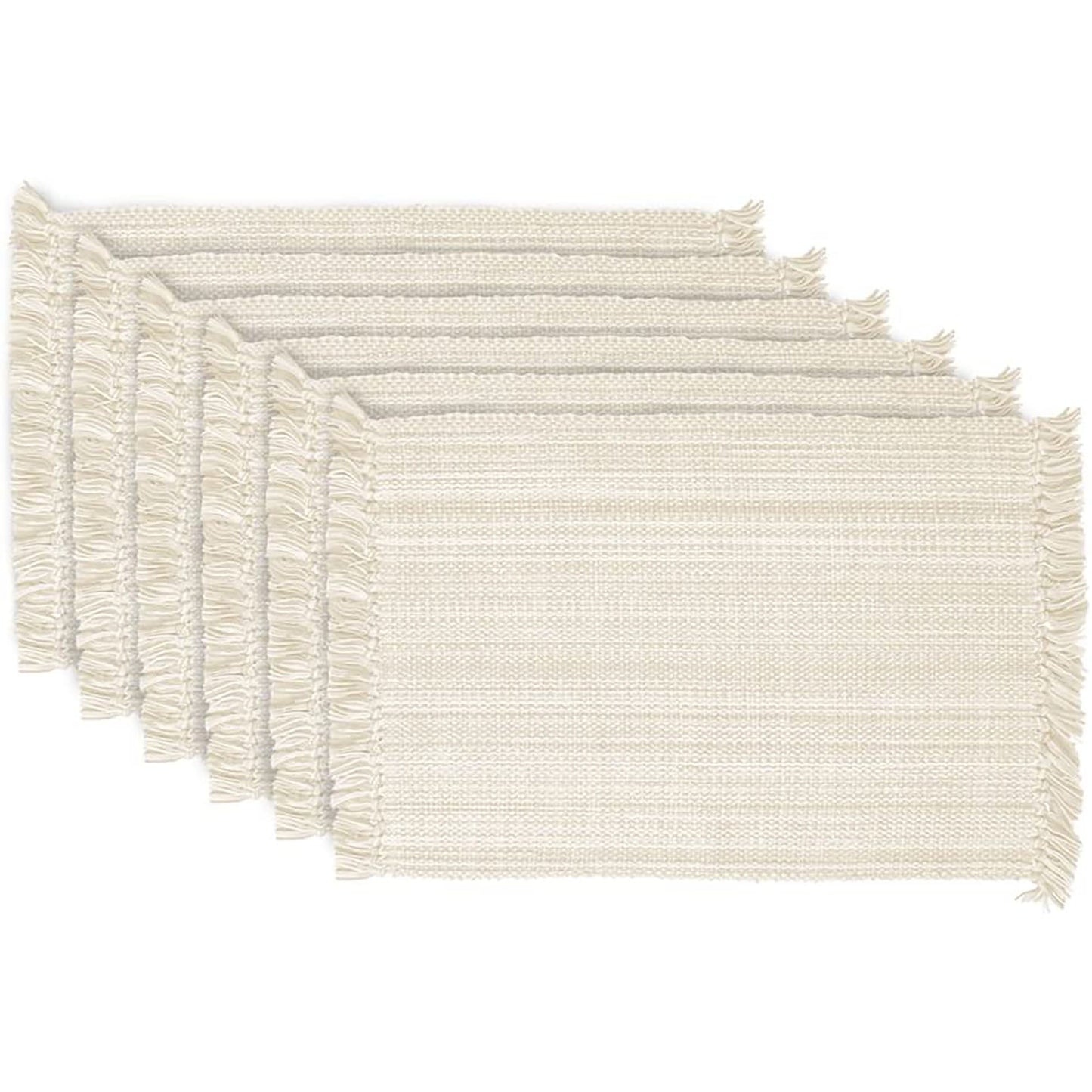 Variegated Fringe 13X19" Nautical Blue Cotton Placemat Set Of 6
