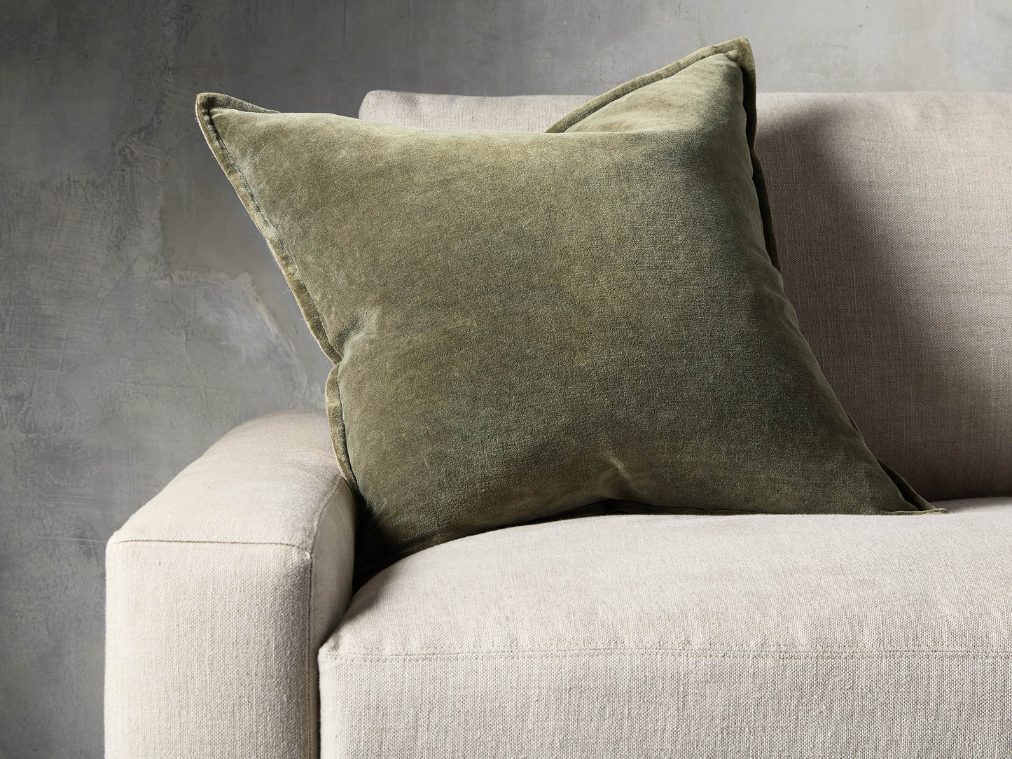 Stone Washed Velvet Pillow in Basil