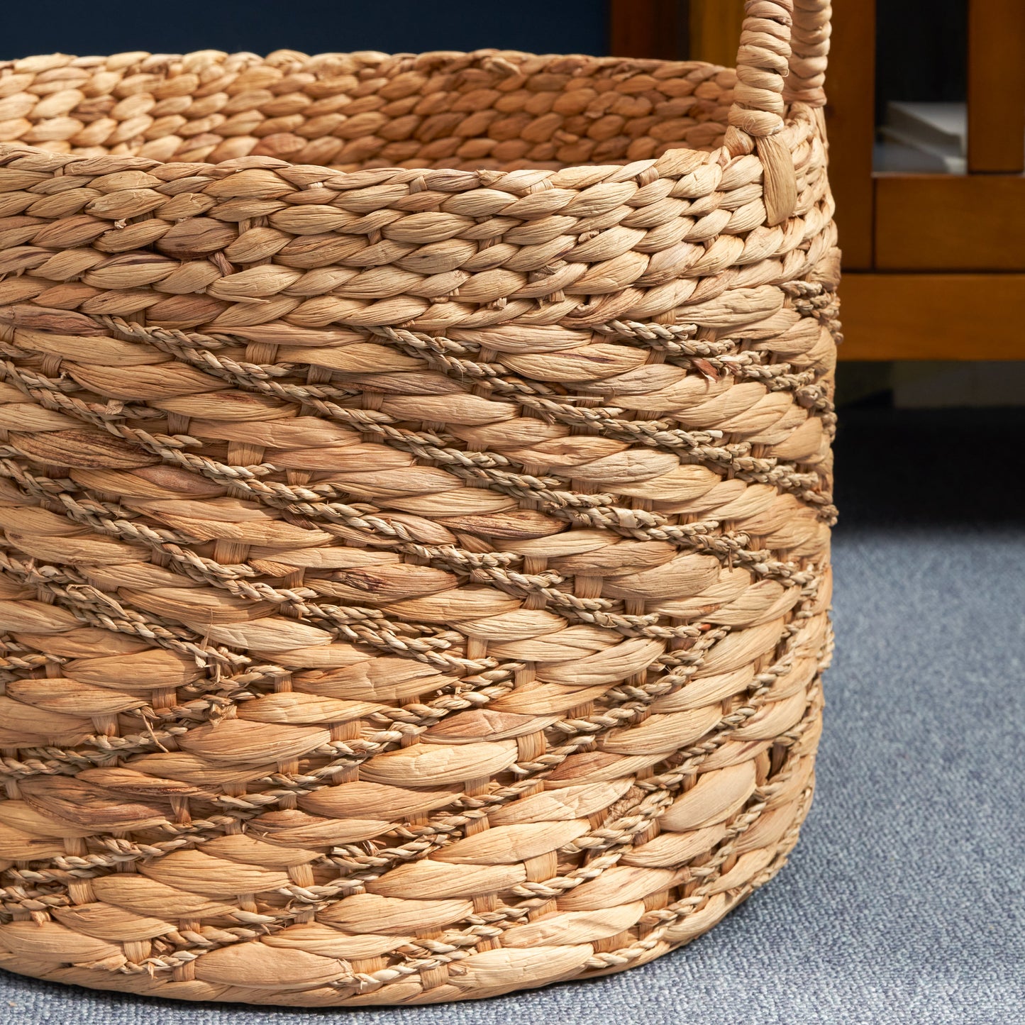 Round Woven Storage Basket with Handles