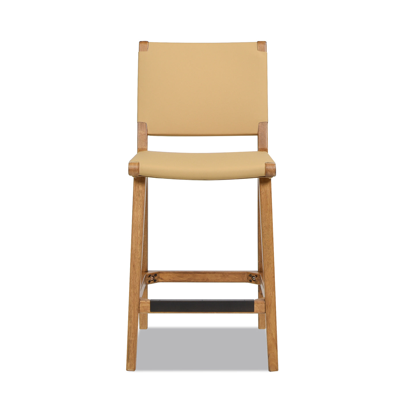 Counter Stool with Wood Frame, Open Back and Footrest
