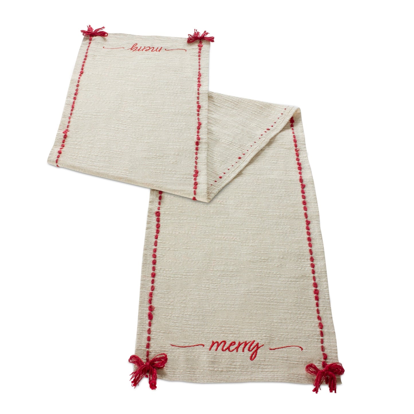 Ribbon Embroidered Merry Table Runner 72"