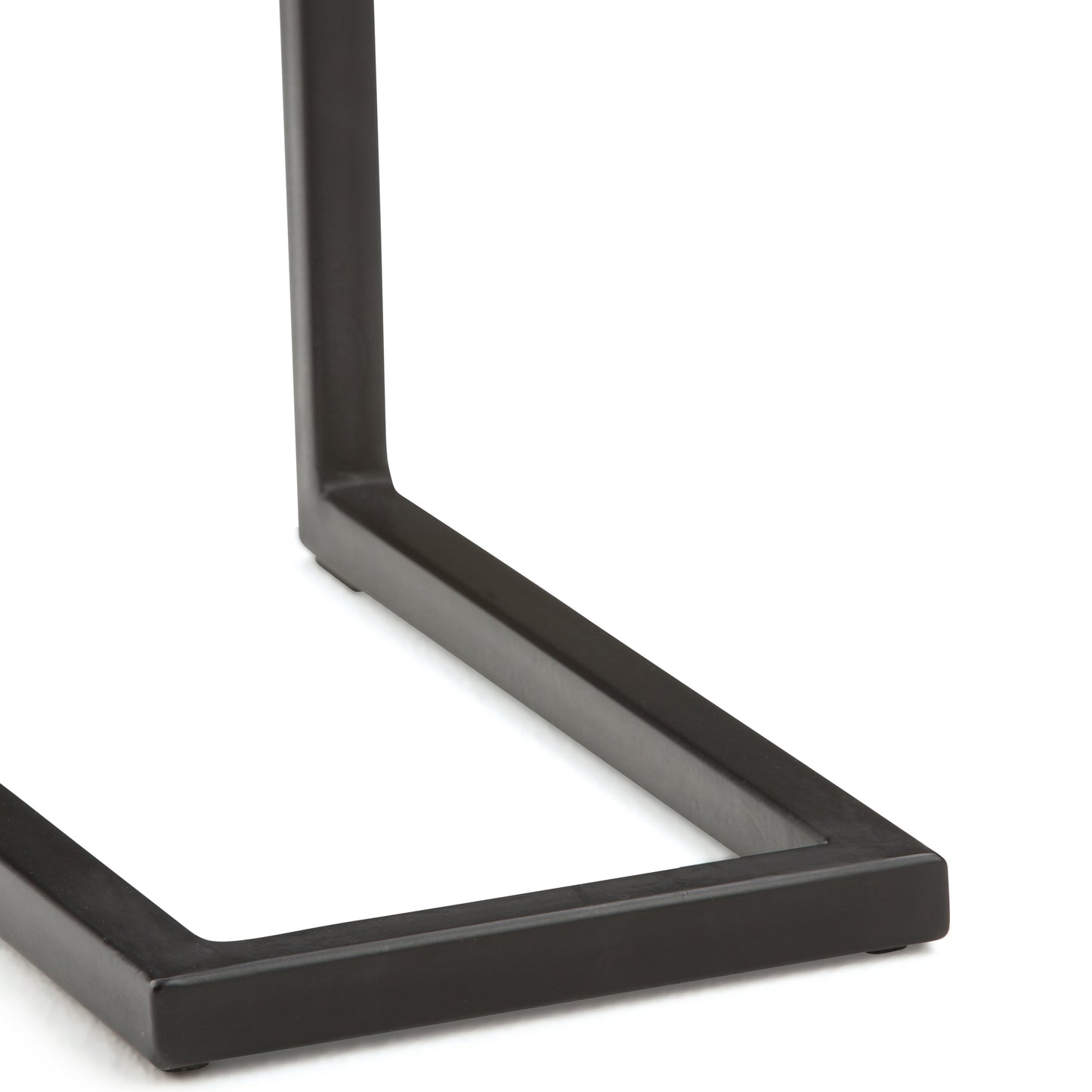 Haloed Side Table with C-Shaped Design and Metal Frame