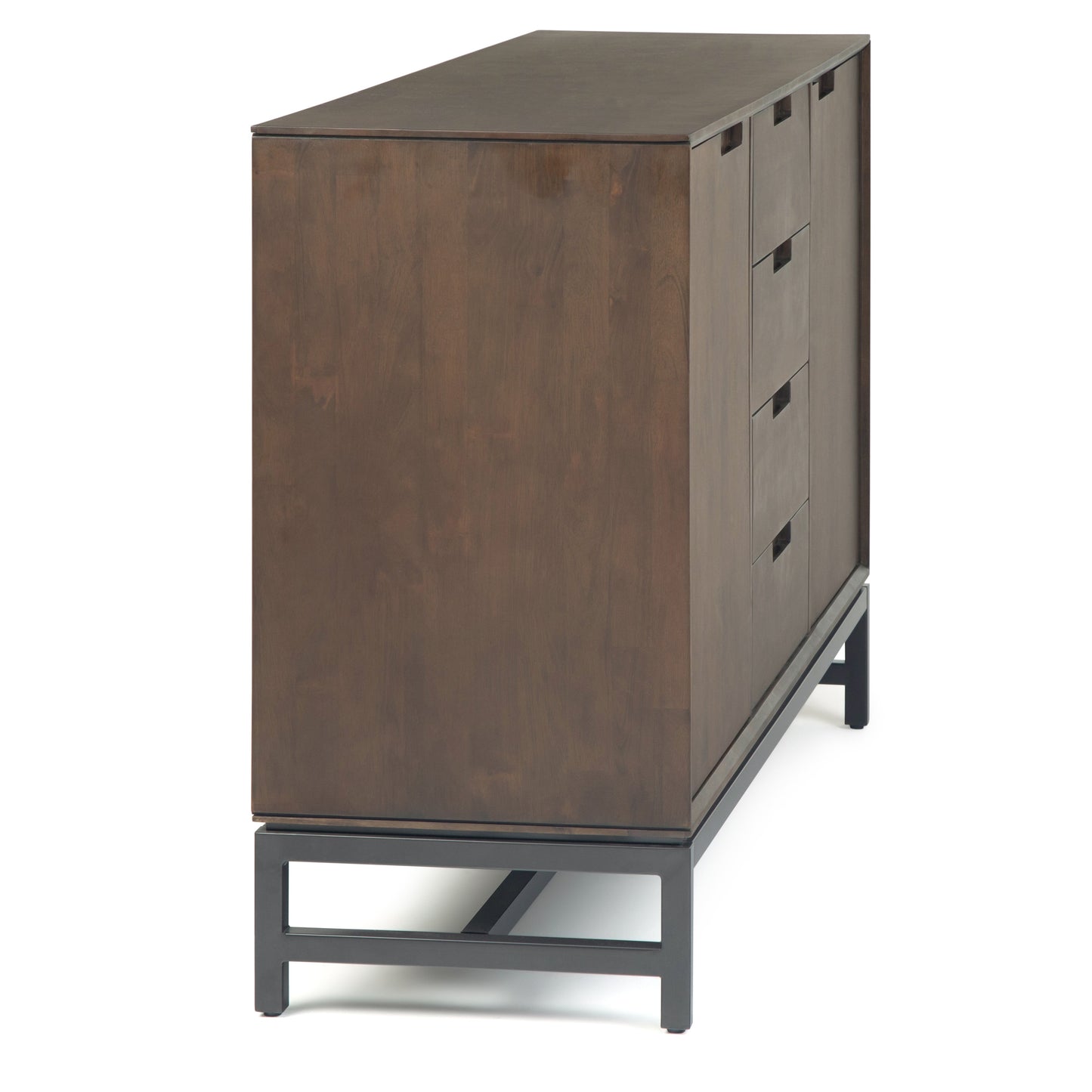Sideboard with 4 Drawers and Metal Legs, Walnut Brown