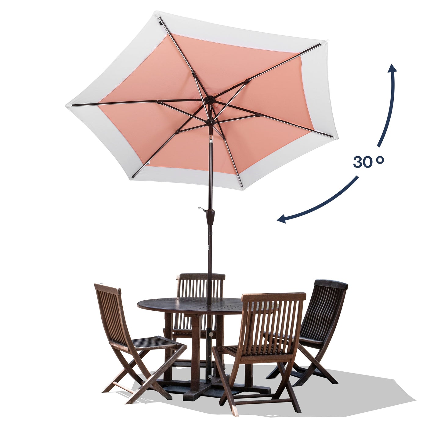 Spencer Classic Coastal 2-Tone Solar LED Market Patio Umbrella with 12 LED Strip Lights