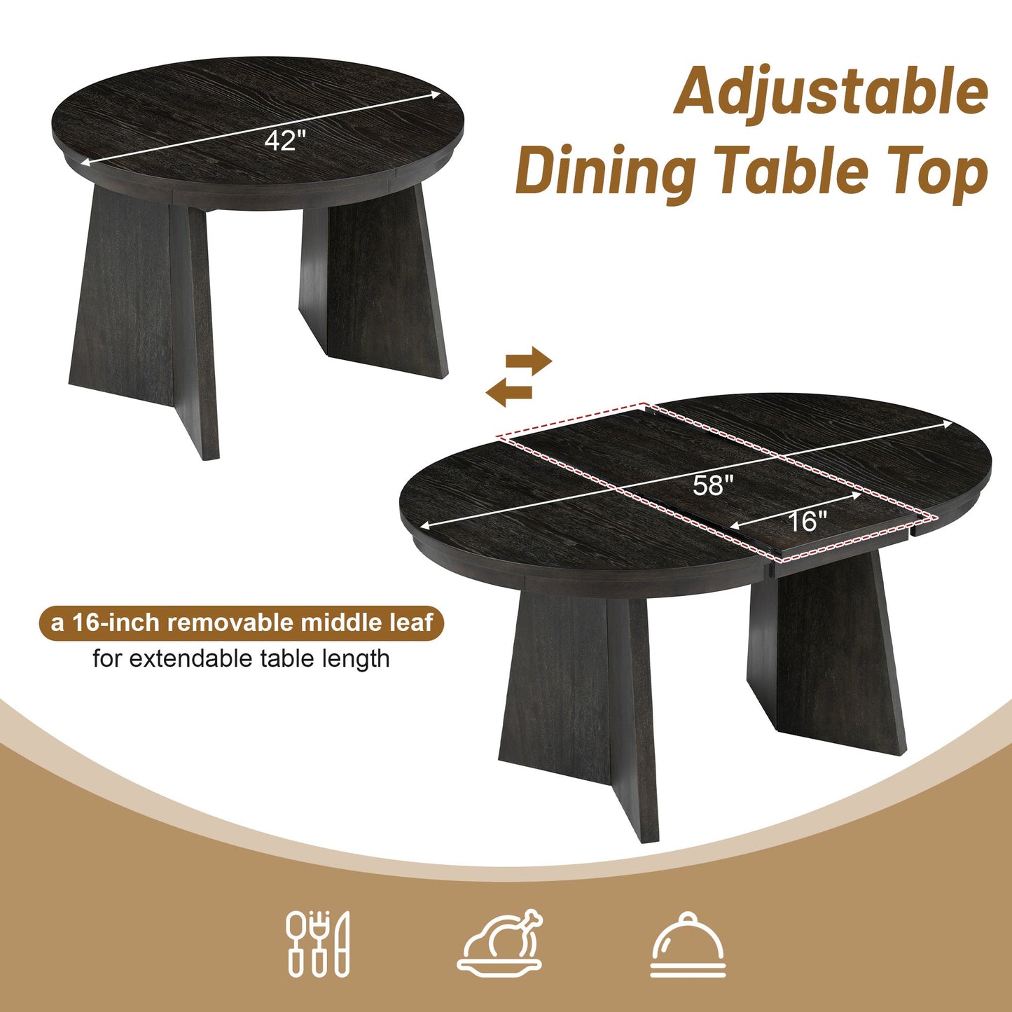 Monza 5-Piece Dining Set with Extendable Oval Table and 4 Upholstered Chairs
