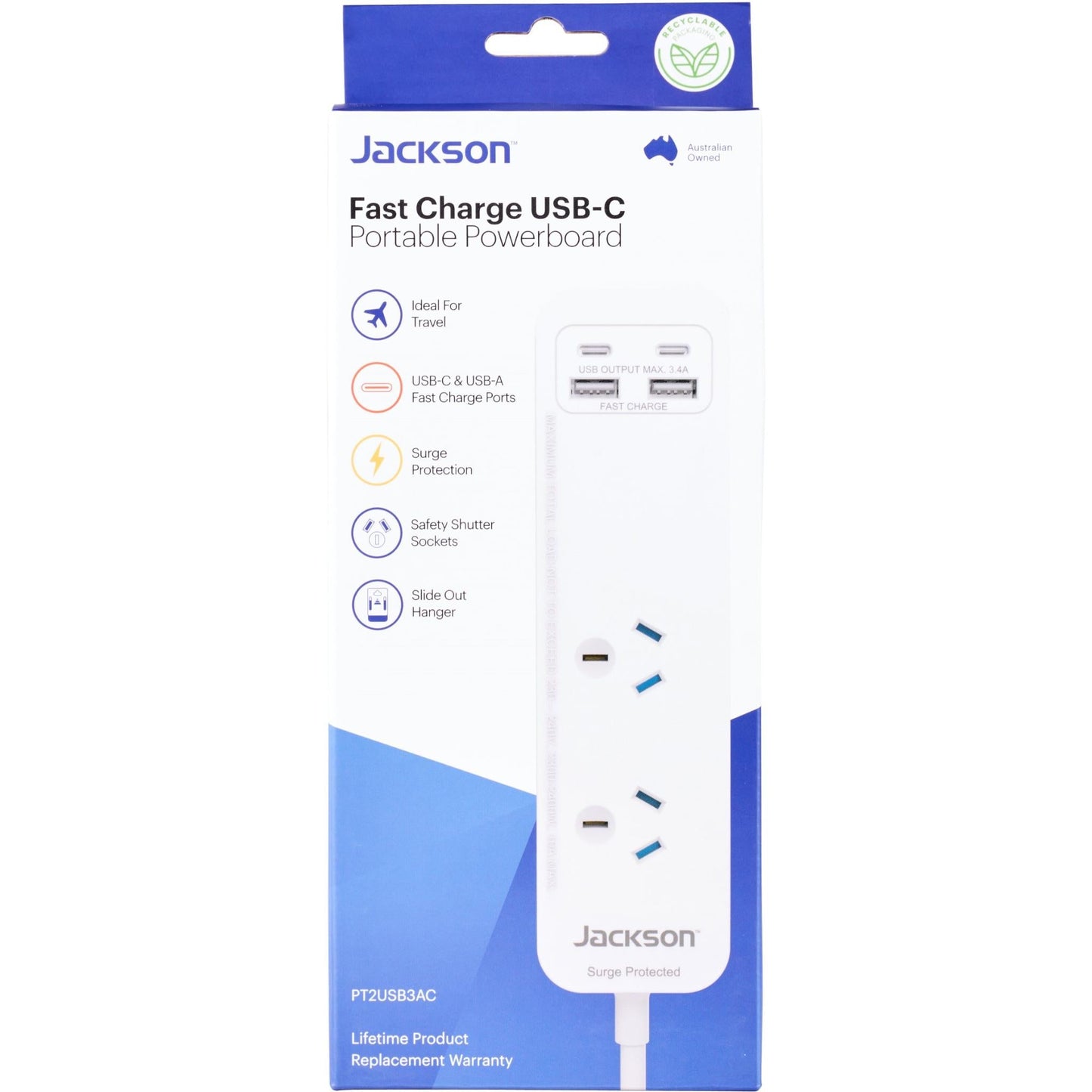 Jackson Fast Charge USB-C/A 2 Way Portable Powerboard