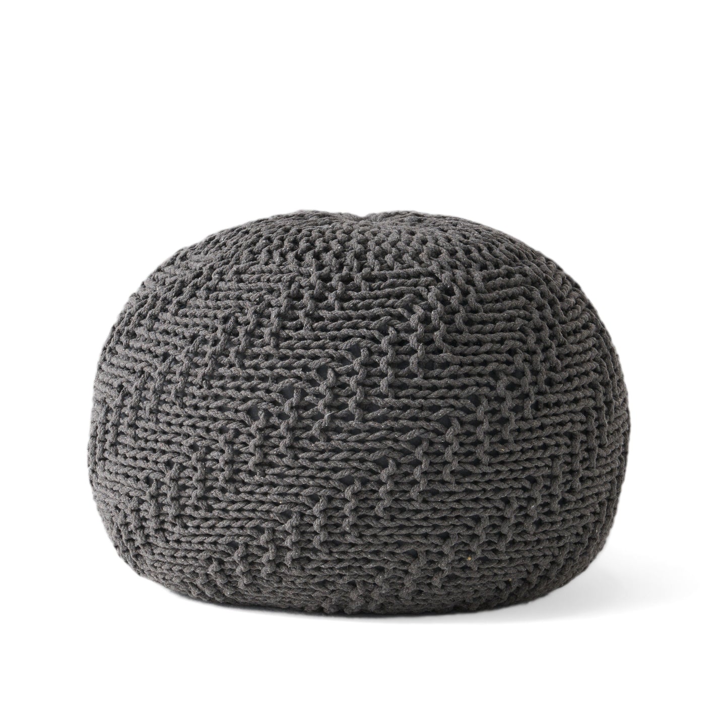 Claritys Round Pouf with Knit Weave Design