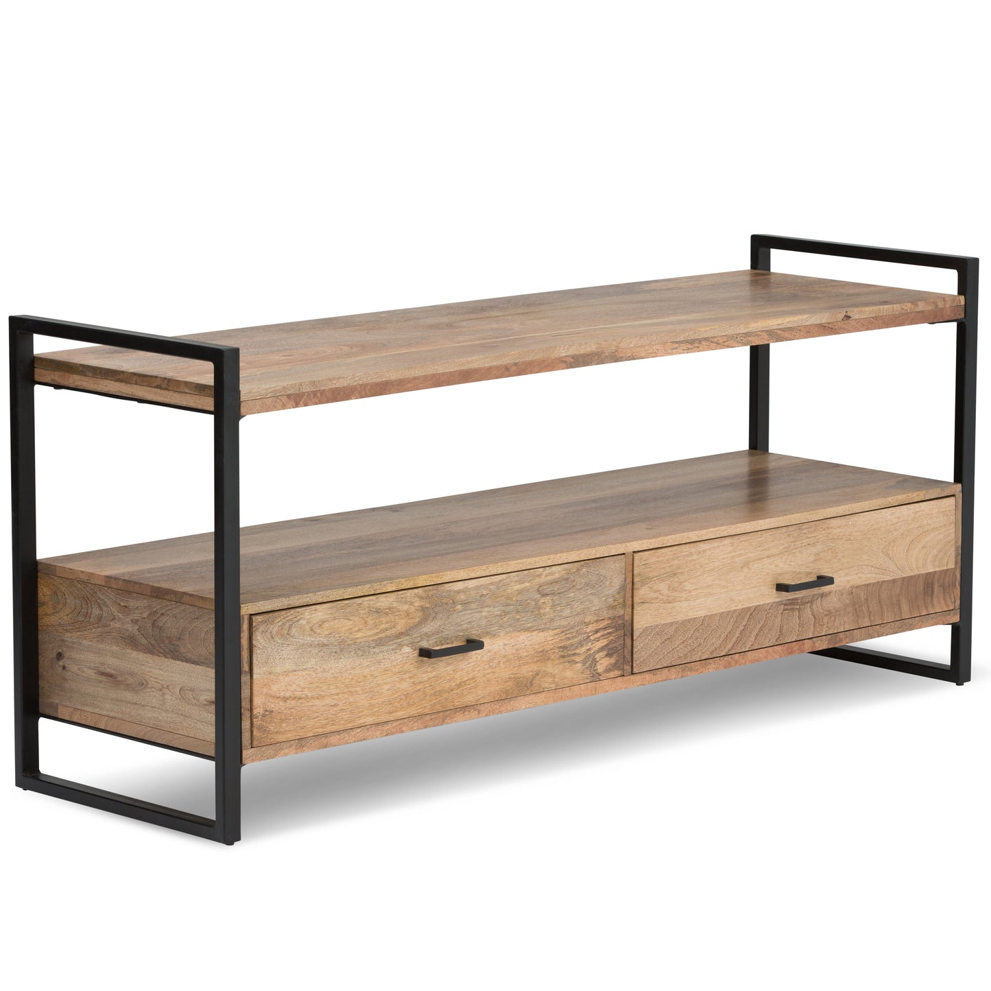 TV Stand for TVs Up To 65 Inches with Open Shelf, 2 Drawers and Metal Frame