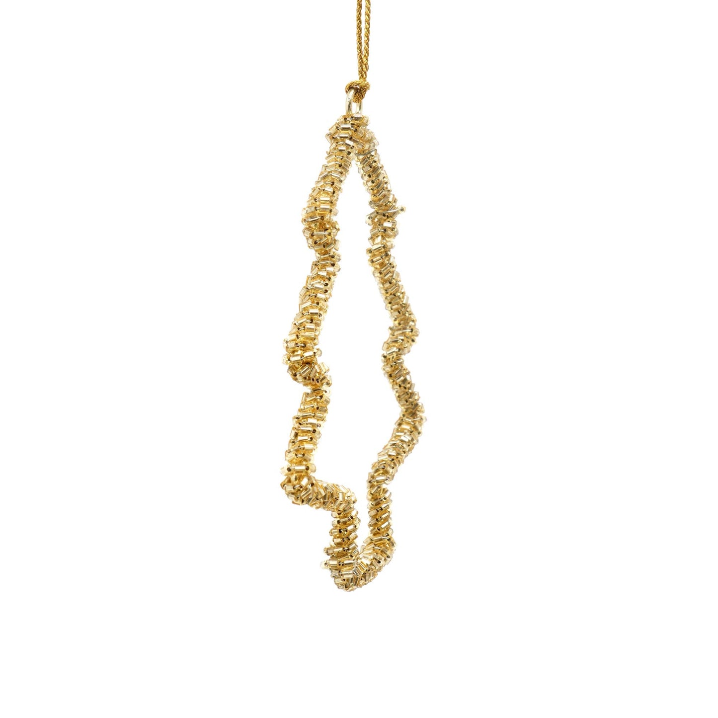 Beaded Golden Tree Ornament, Set of 6
