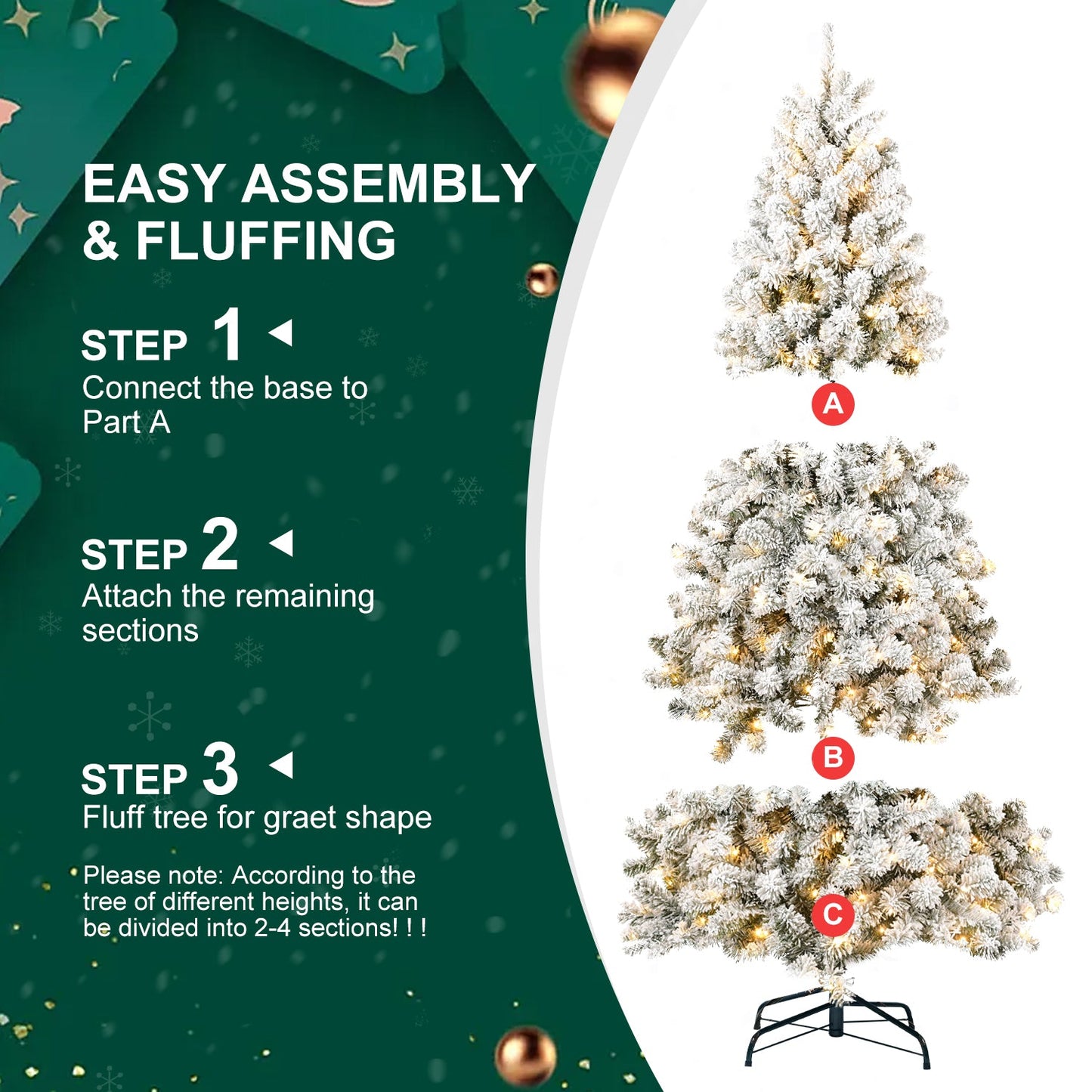 Bilyn 7 ft PVC Memory Wire Christmas Tree with Lights