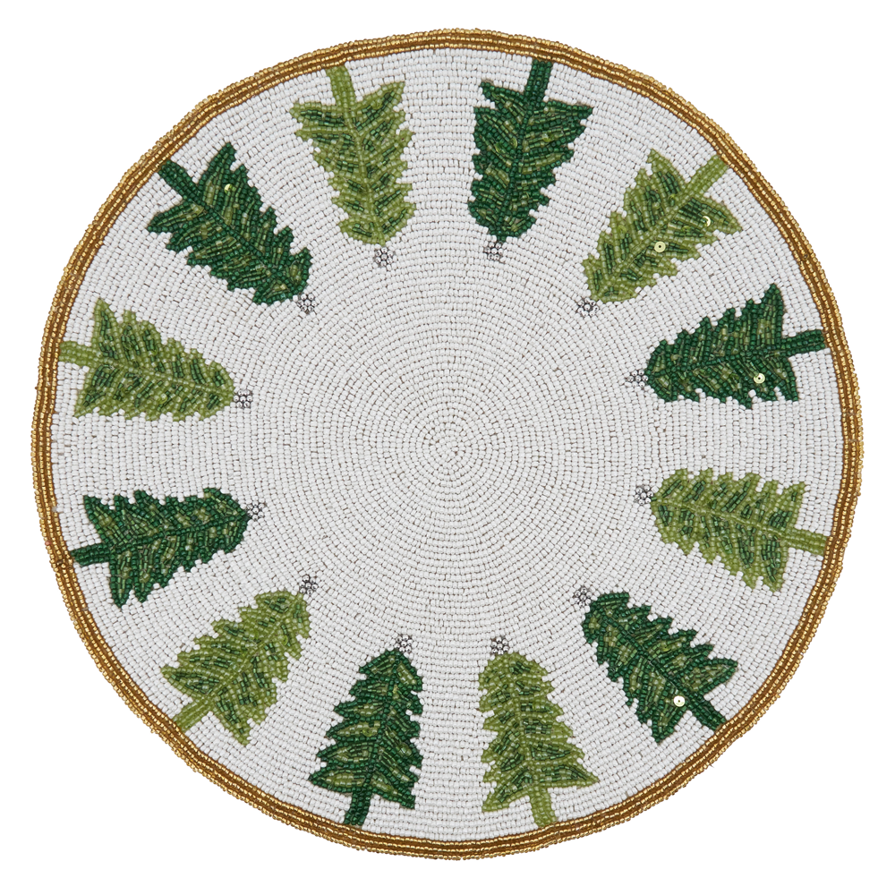 Beaded Christmas Trees Placemats, Set of 4