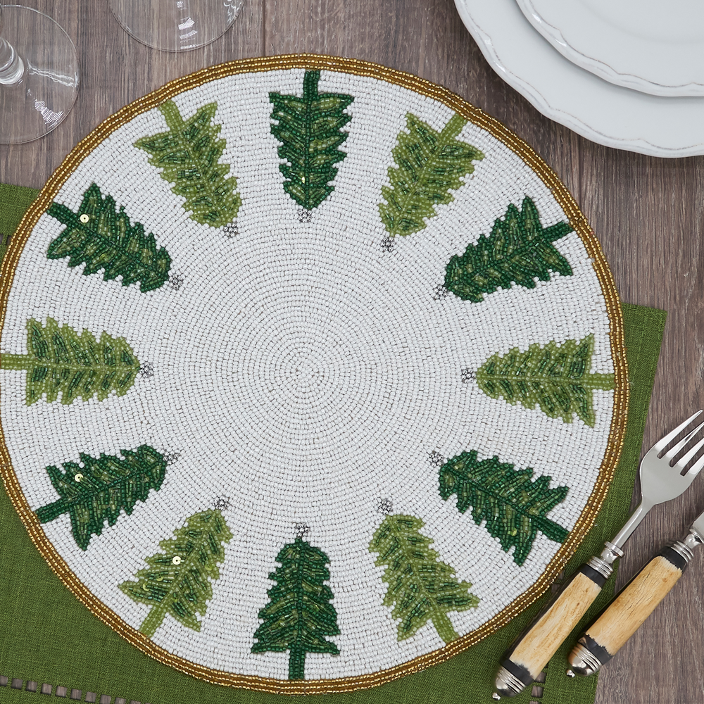 Beaded Christmas Trees Placemats, Set of 4