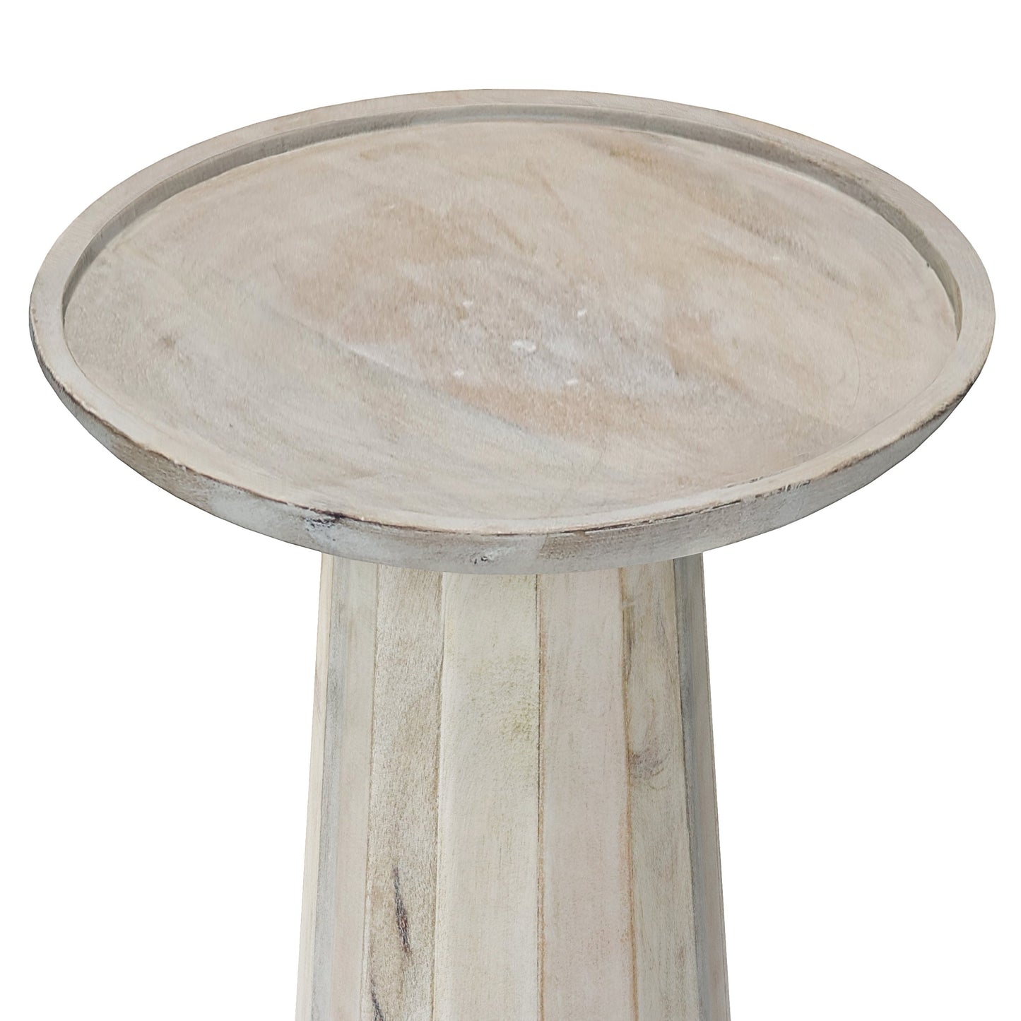 Pantomime Wooden Round Accent Table with Sculptural Design Base
