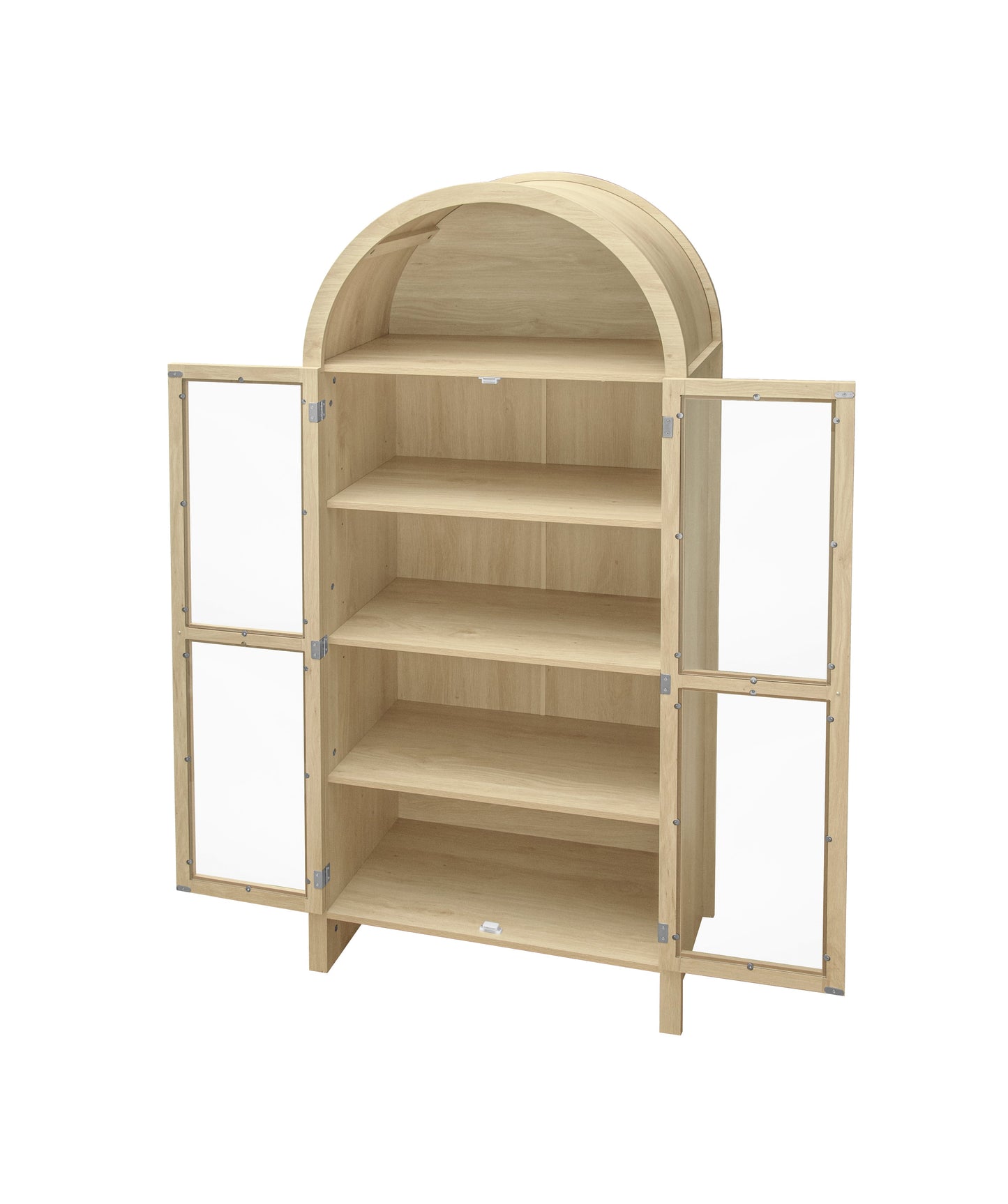 Tall Arched Display Cabinet with 2 Glass Doors and Adjustable Shelves