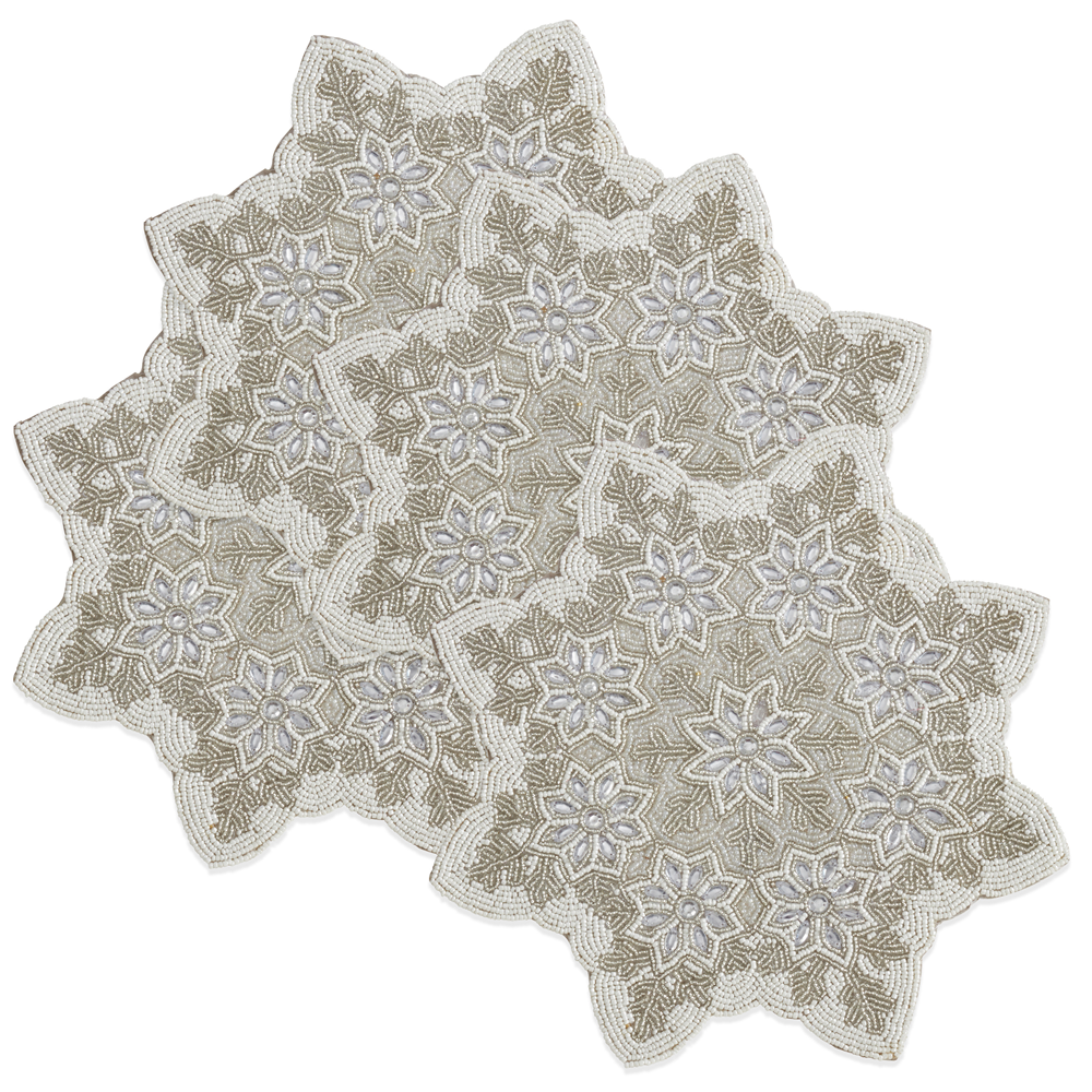 Beaded Snowflake Placemats, Set of 4