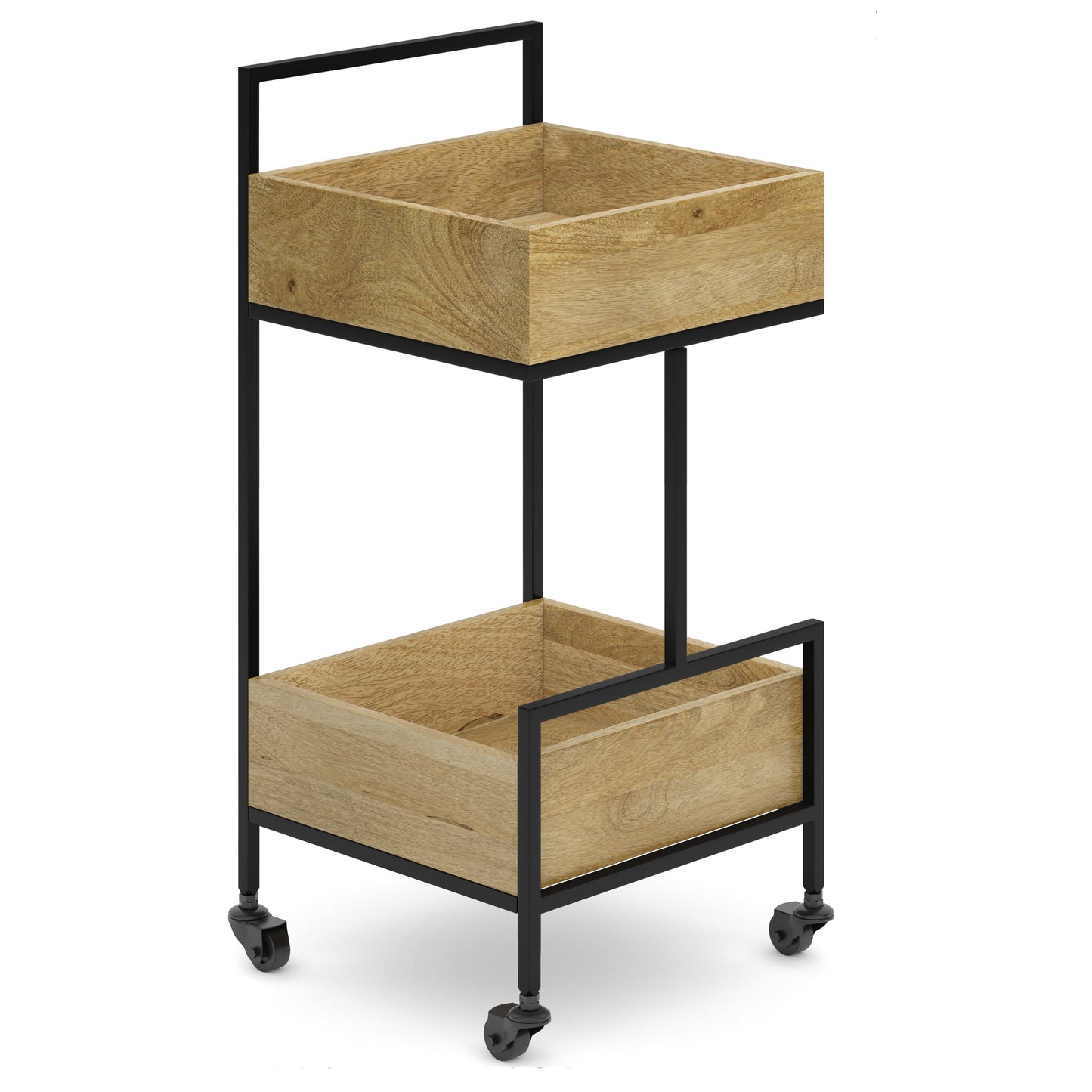 16" Bar Cart with Bottom Shelf and Locking Casters