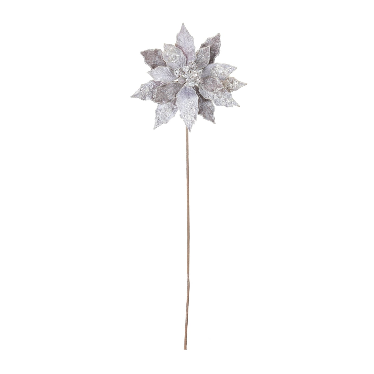 Glittered Poinsettia Flower Stem, Set of 6