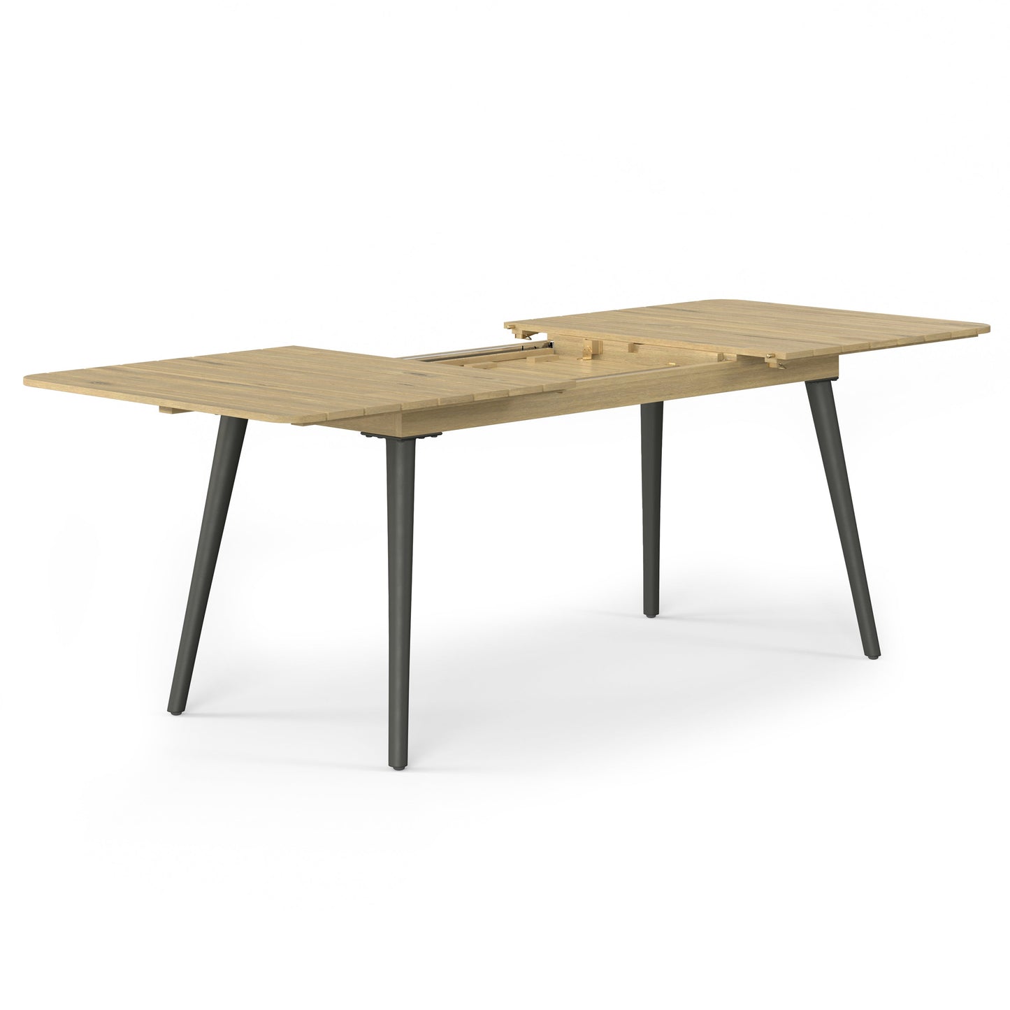 Outdoor Extendable Dining Table with Slatted Top and Angular Legs
