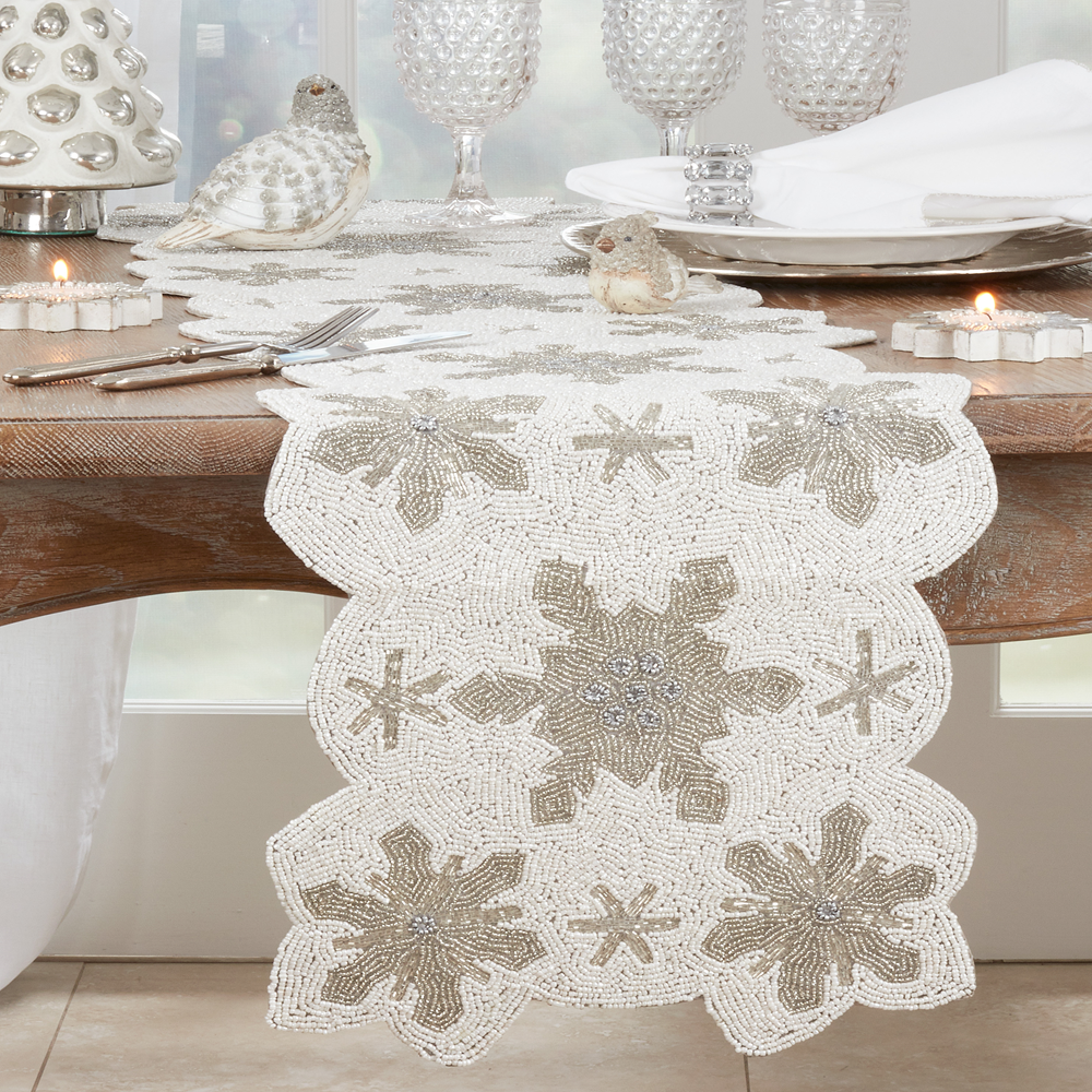 Beaded Snowflake Table Runner