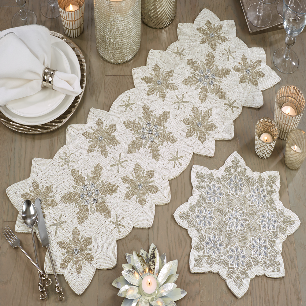Beaded Snowflake Table Runner