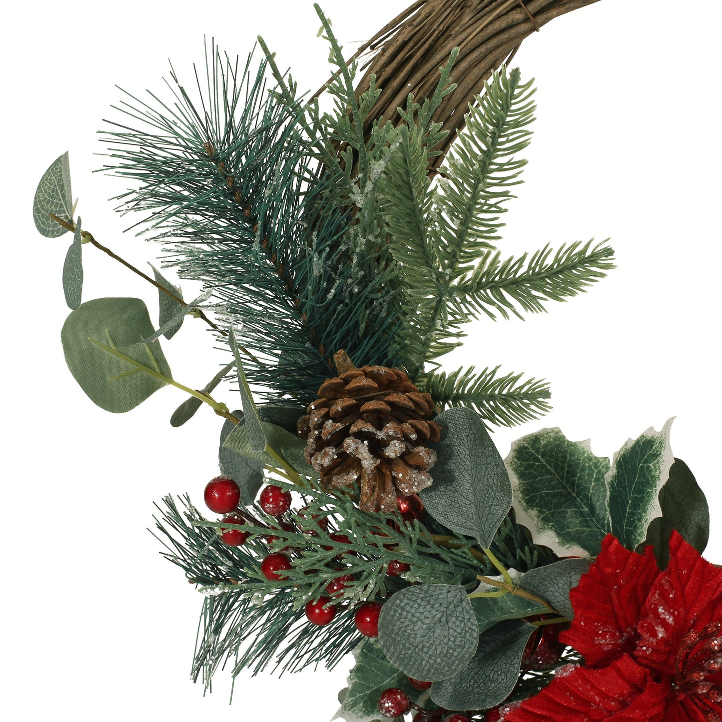 Ulwen 23.5-inch Poinsettia/Berry/Eucalyptus Half Wreath