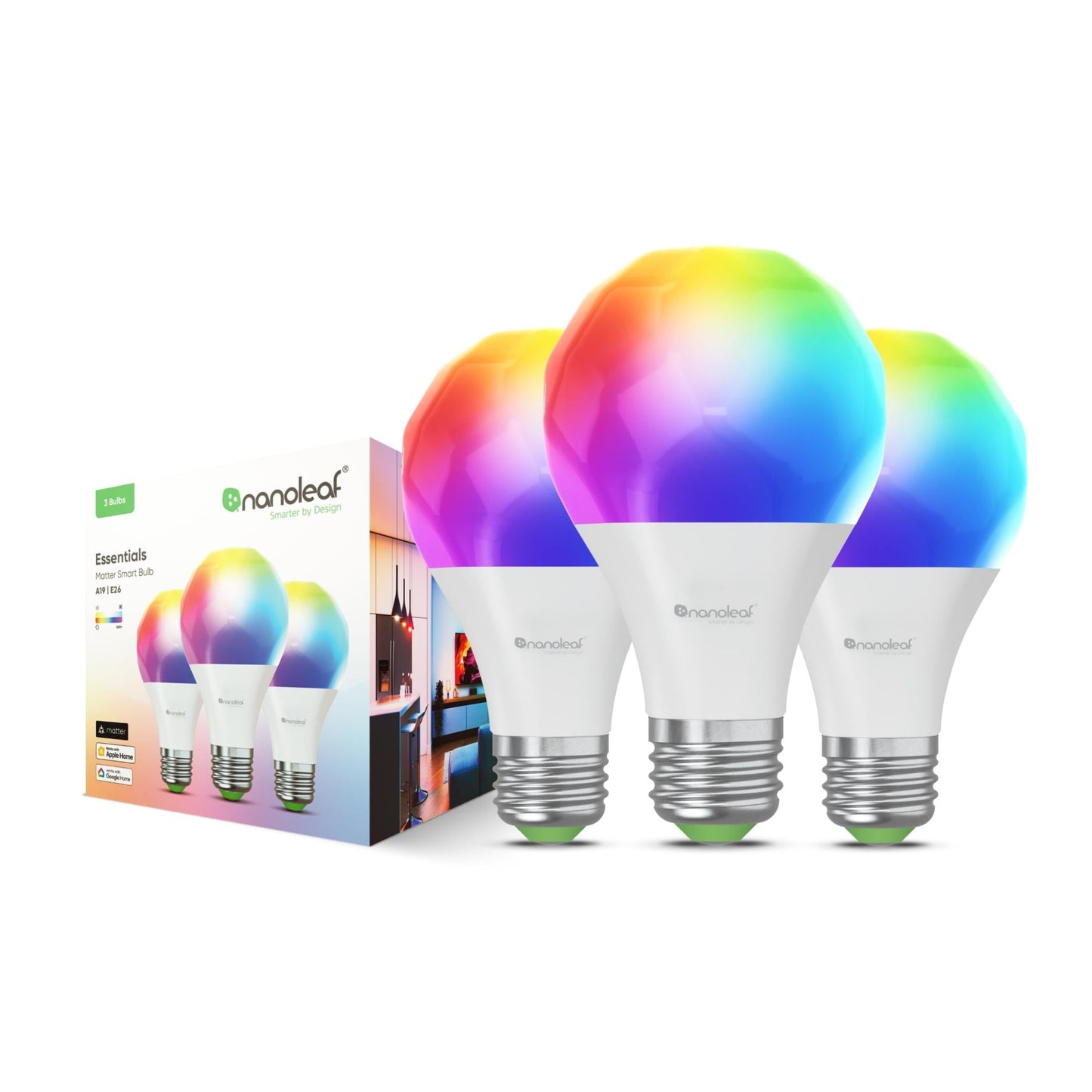 Nanoleaf Essentials E27 Smart Bulb (3 Pack) [Matter Compatible]