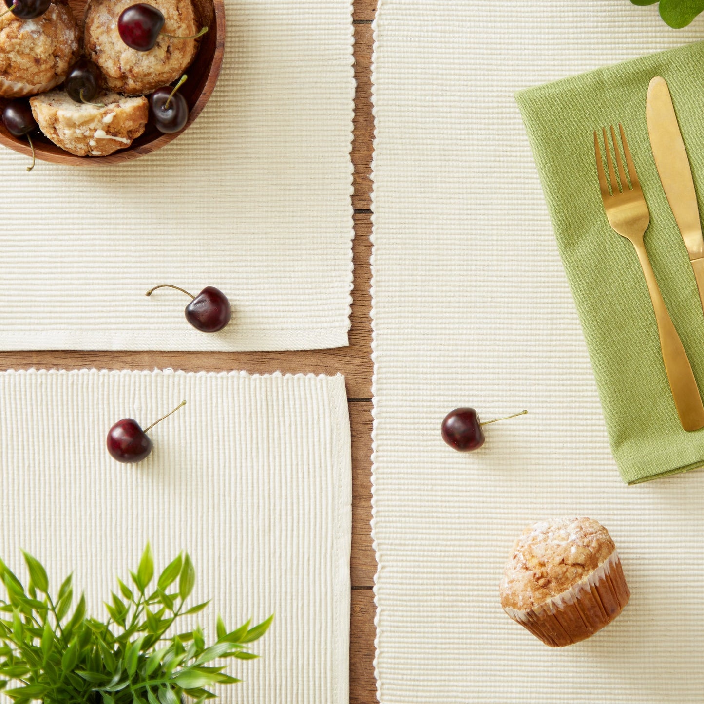 Natural Ribbed Placemats, Set Of 6