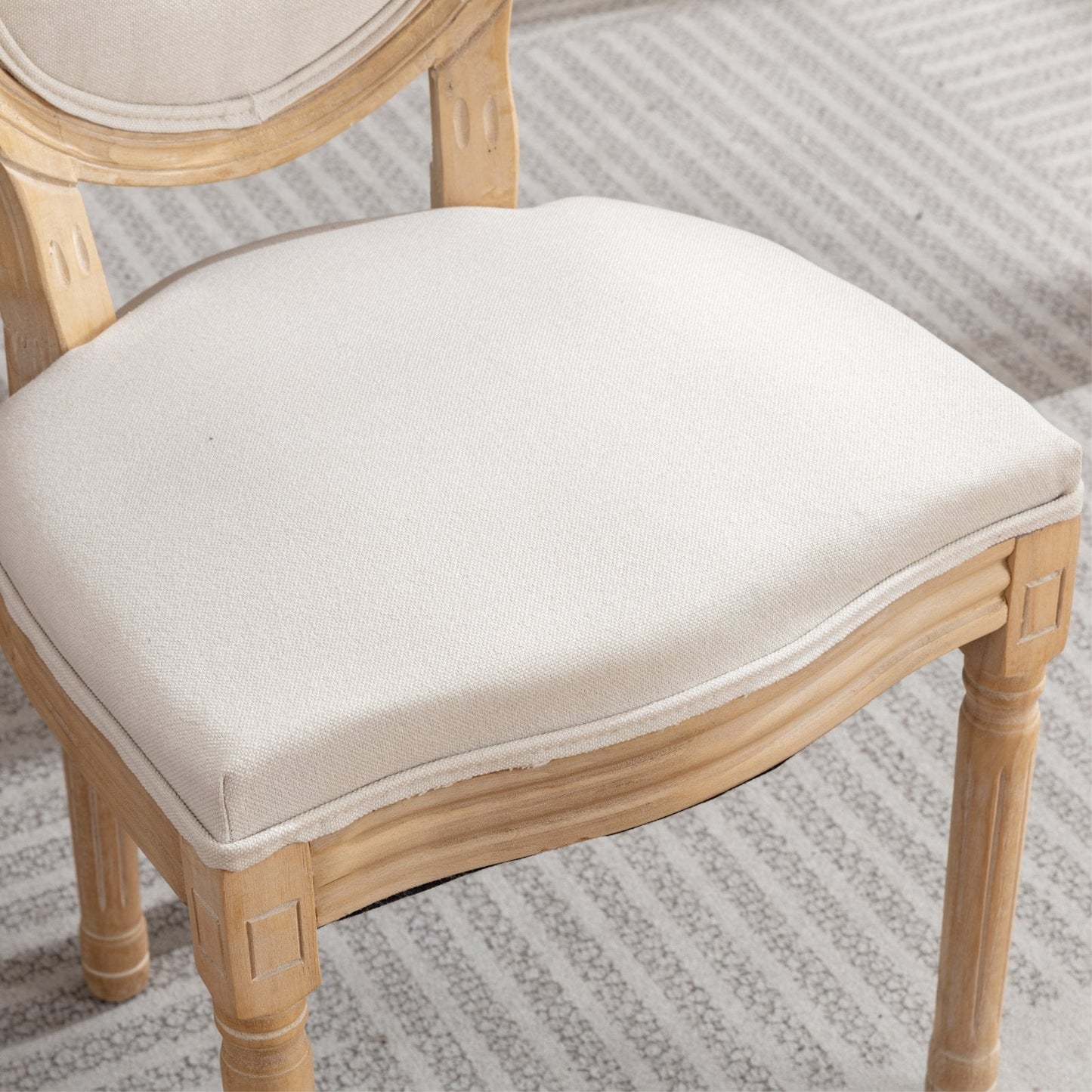 Upholstered Dining Chair with Round Back and Solid Wood Frame, Set of 2