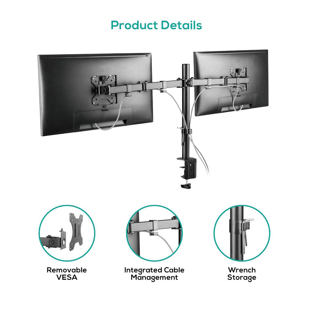 Activiva ErgoLife Dual Monitor Screen Double Joint Monitor Arm (13"-32")