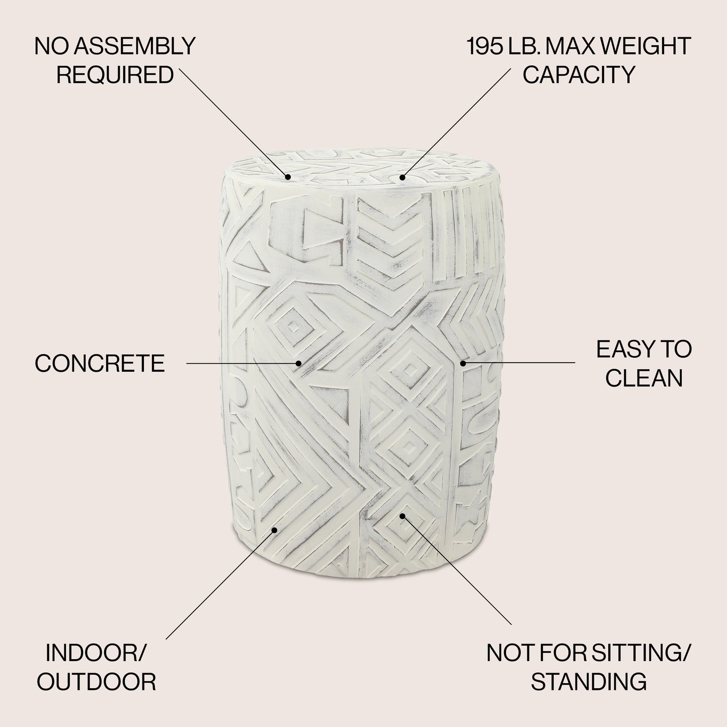 Rafi MidCentury Modern Geometric Drum Garden Stool