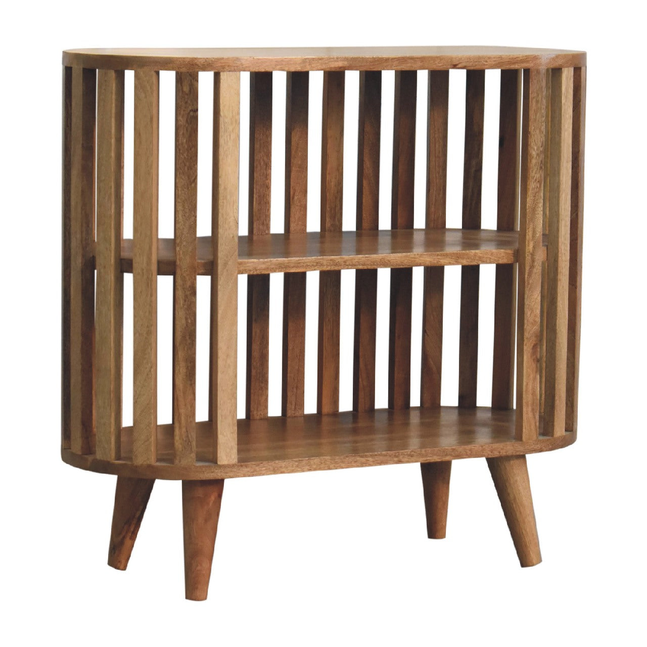 Alliance Wood Cabinet with 2 Shelves and Vertical Slats Design
