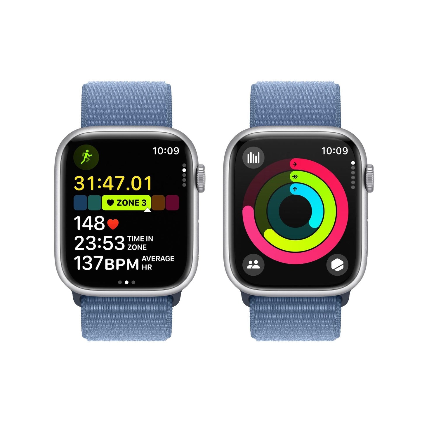 Apple Watch Series 9 45mm Silver Aluminium Case GPS + Cellular Sport Loop