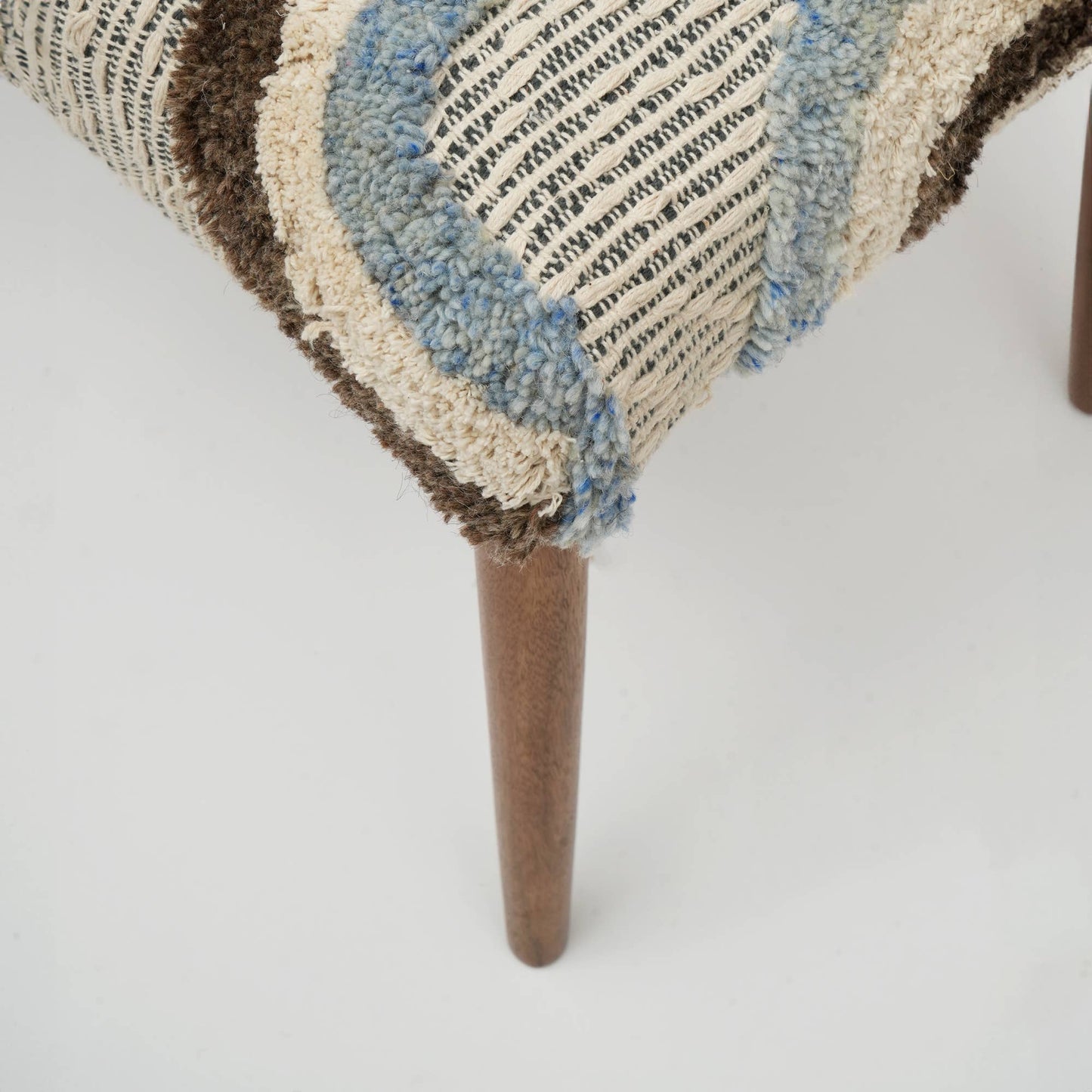 Tufted Upholstered Stool with Wooden Legs - Set of 2