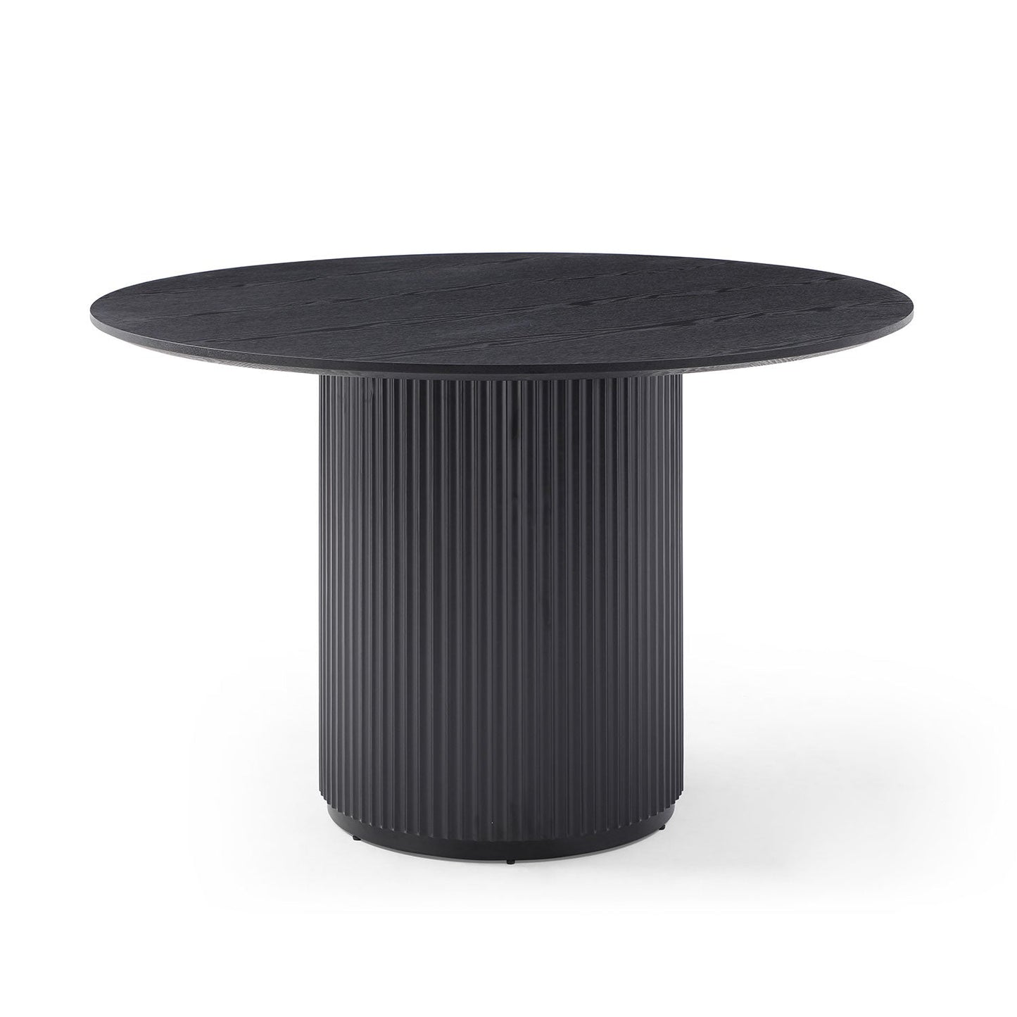 Round Dining Table with T-Shaped Design and Wood Frame